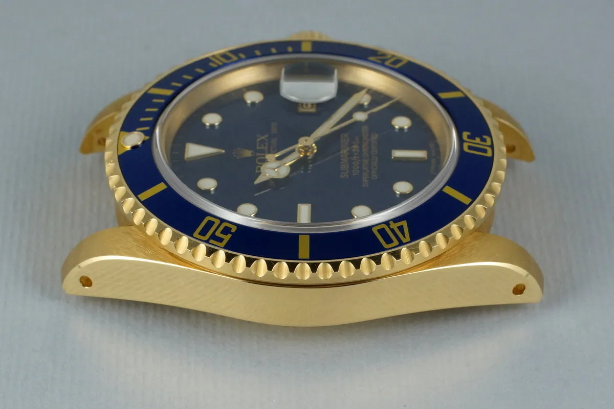 1985 Rolex YG Blue Submariner 16808 with Box and Papers