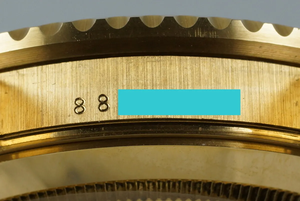 1985 Rolex YG Blue Submariner 16808 with Box and Papers