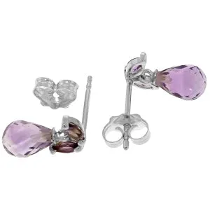 3.4 Carat 14K Solid White Gold Faust's Gretchen Amethyst Earrings