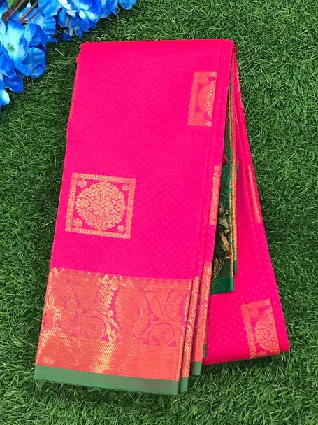 Alluring Pink color Soft Silk Saree With Fancy Border And Contrast Rich pallu For Women