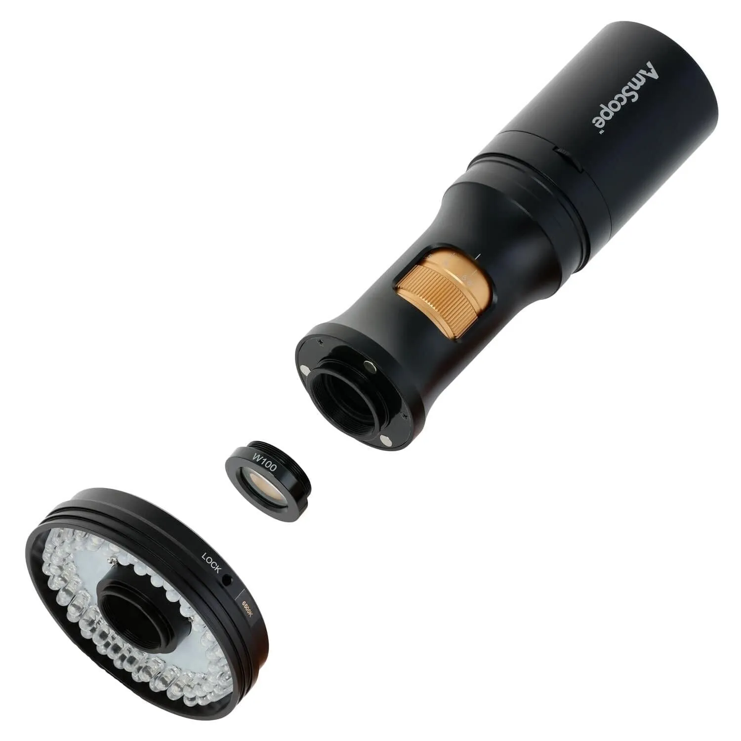 AmScope DM756 Series 1080p HDMI All-in-One Digital Microscope 0.35X-11.2X Magnification with Zoom Optics on Single-Arm Boom-Stand
