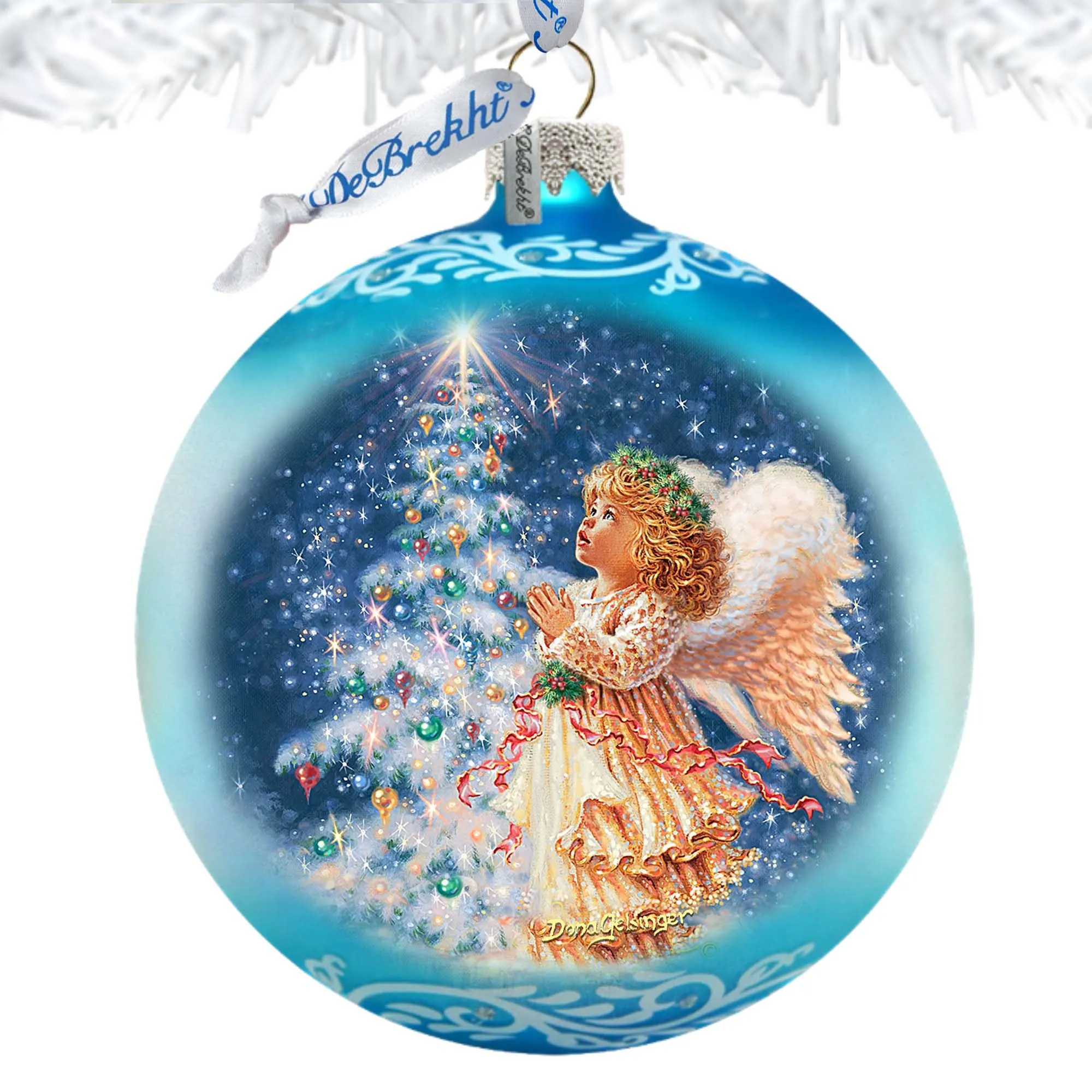 Angel’s Christmas Wish Lg Glass Ornament by D.Gelsinger - Christmas Holiday Décor - 73961