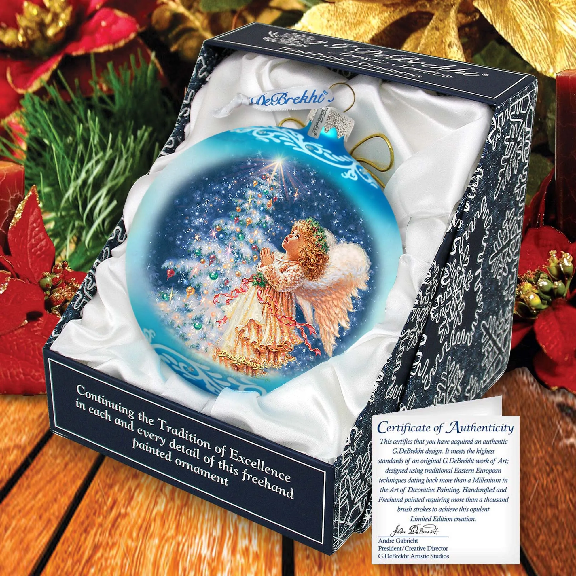 Angel’s Christmas Wish Lg Glass Ornament by D.Gelsinger - Christmas Holiday Décor - 73961