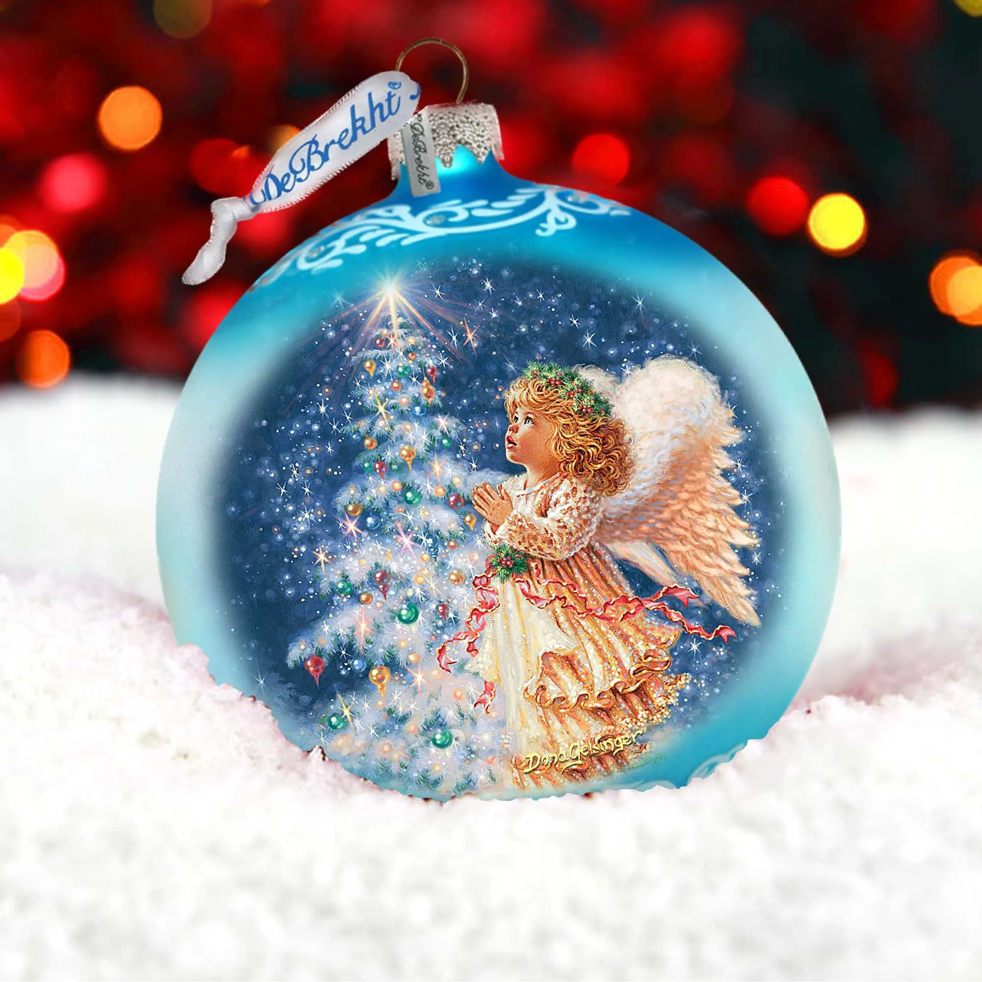 Angel’s Christmas Wish Lg Glass Ornament by D.Gelsinger - Christmas Holiday Décor - 73961