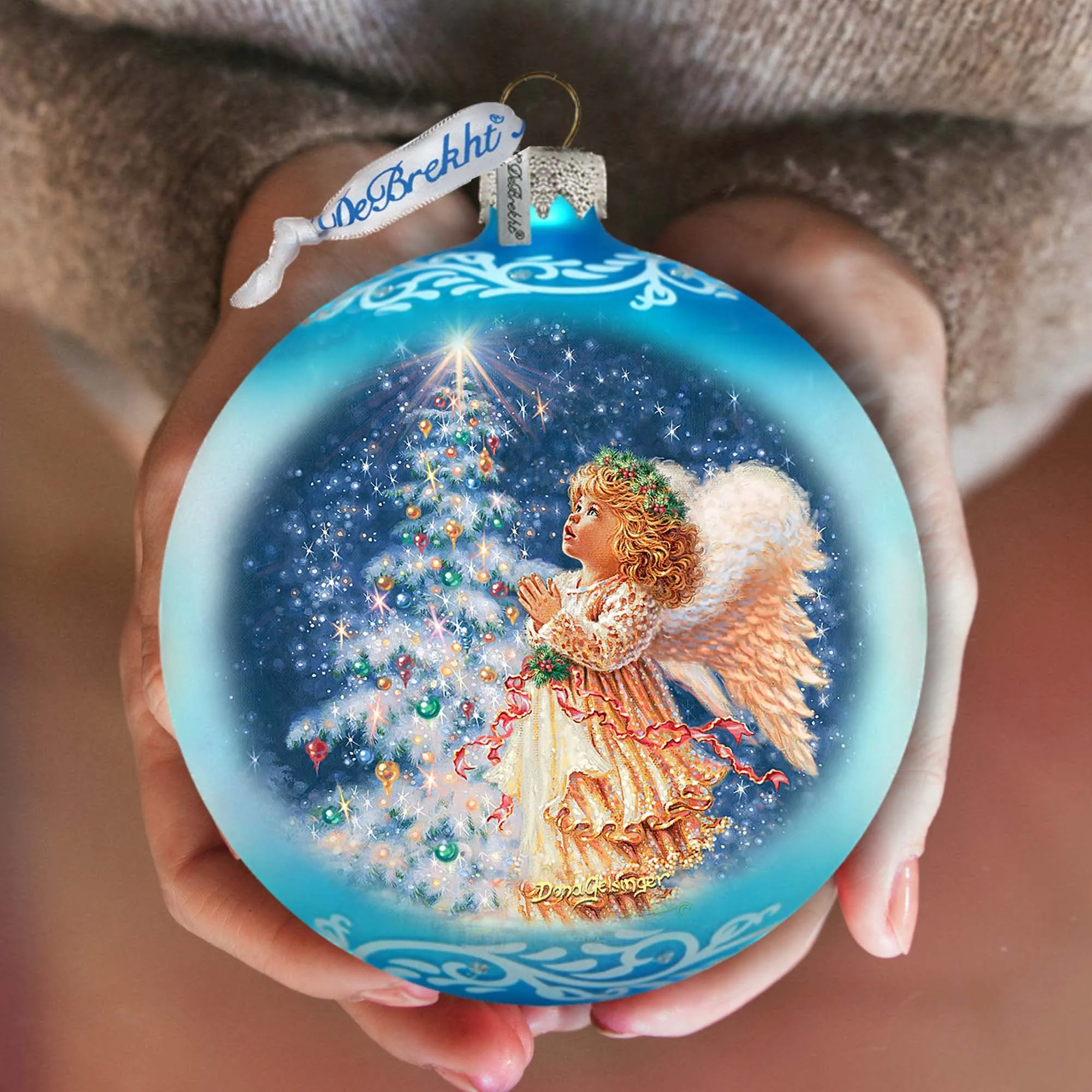 Angel’s Christmas Wish Lg Glass Ornament by D.Gelsinger - Christmas Holiday Décor - 73961