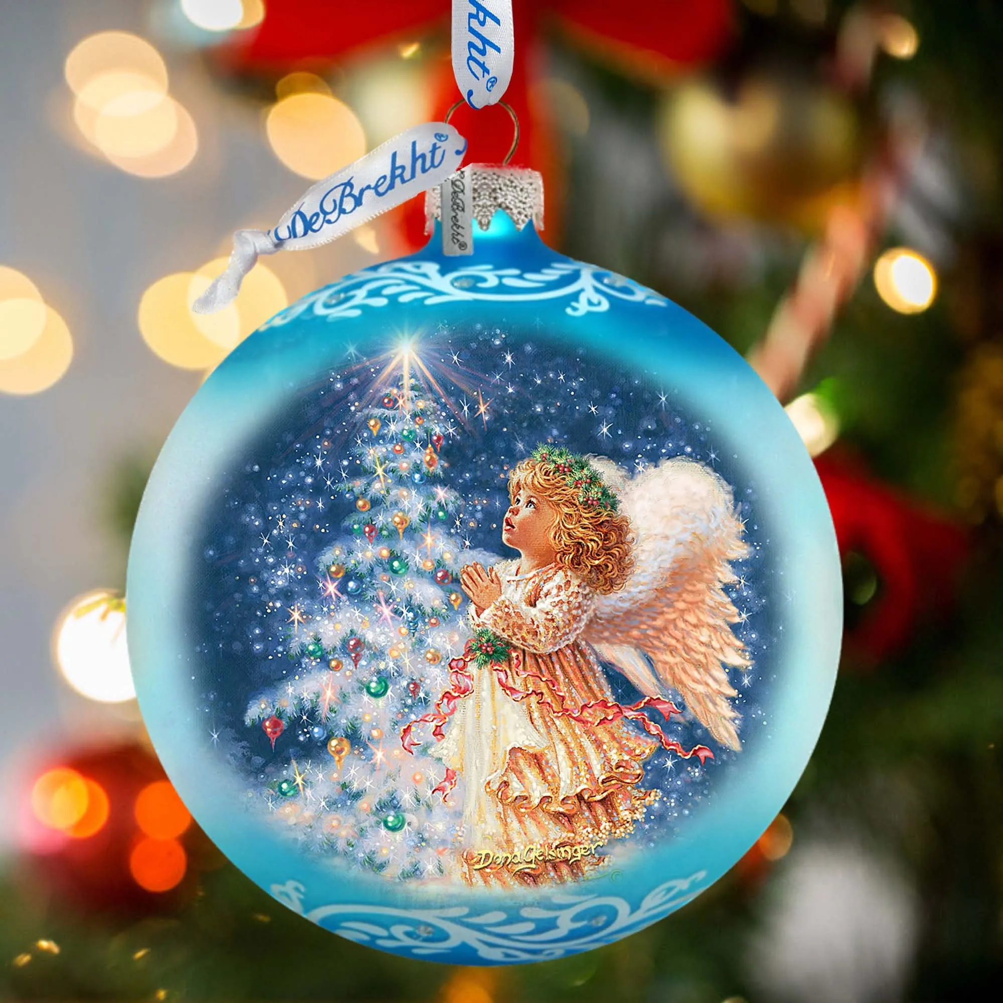 Angel’s Christmas Wish Lg Glass Ornament by D.Gelsinger - Christmas Holiday Décor - 73961