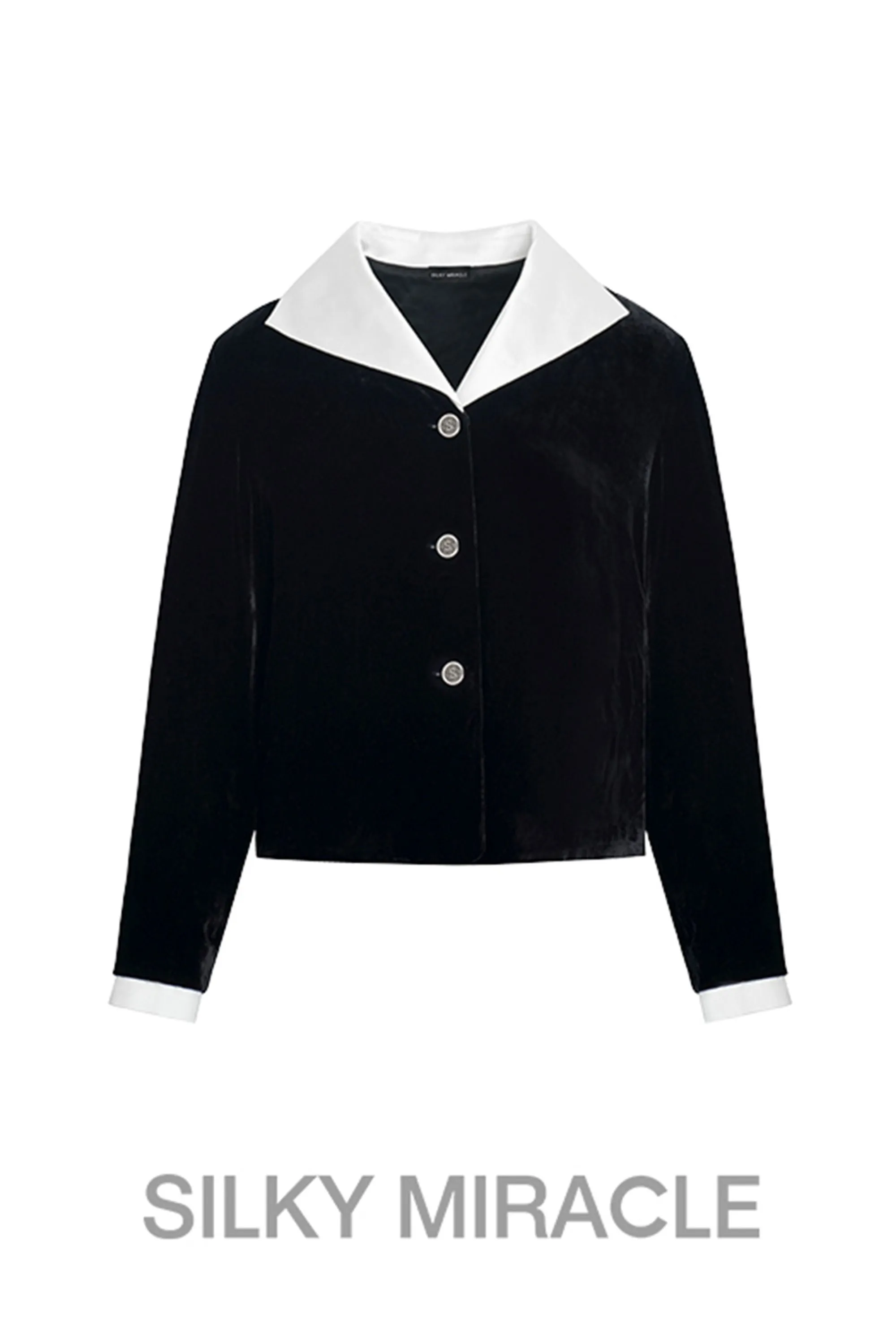 Black Velvet and Pearl White Pyjama Shirt