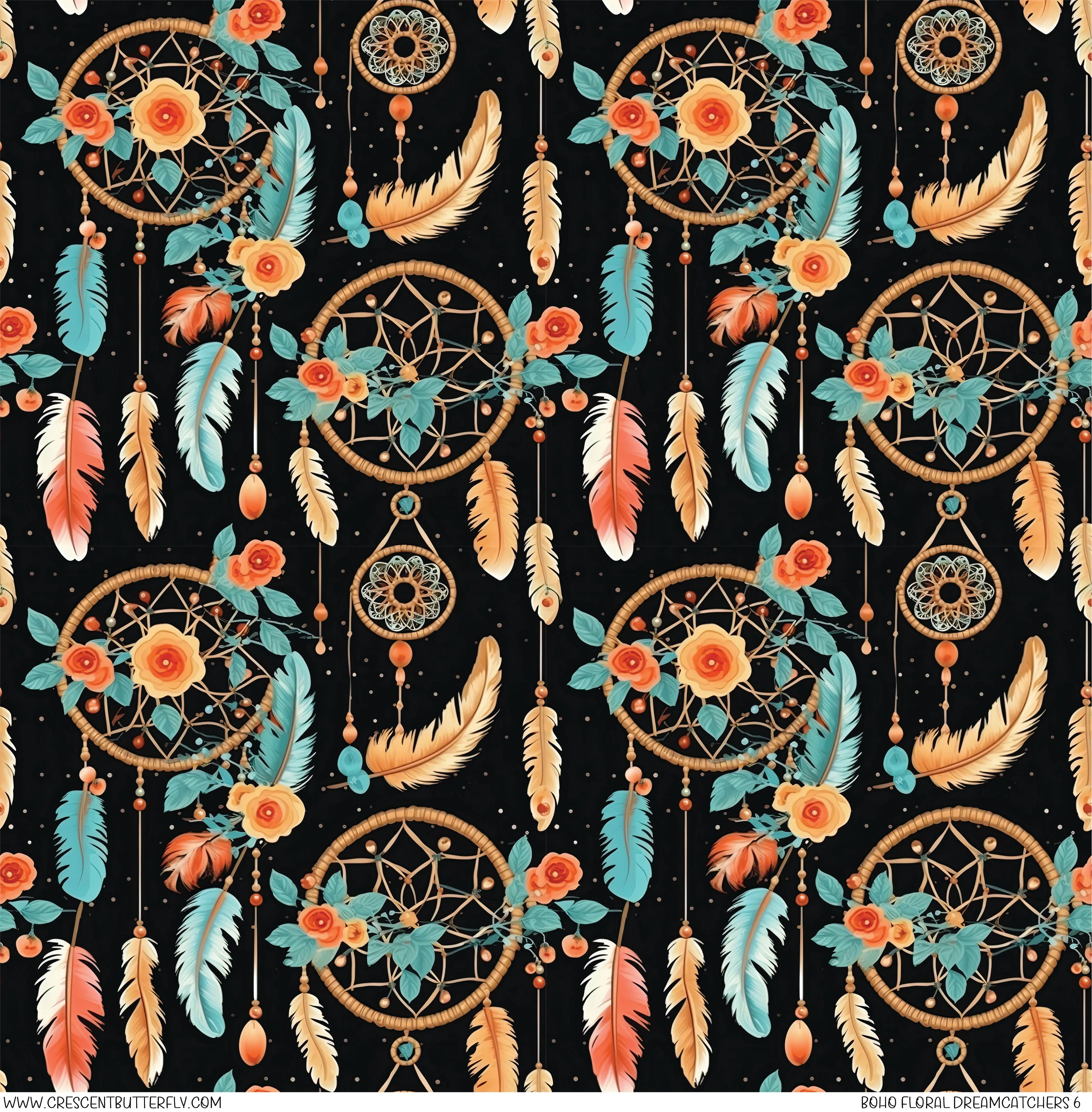 Boho Floral Dreamcatchers 6 Printed Vinyl Sheet-Tumbler Wrap