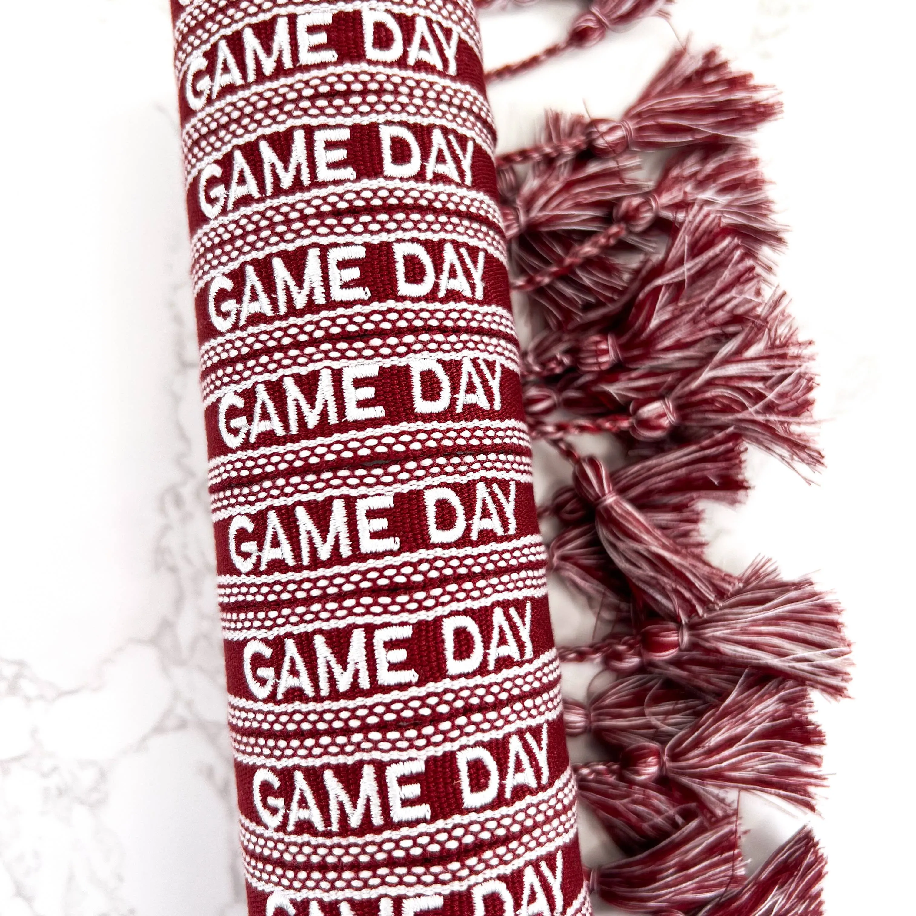 Burgundy Maroon Game Day Embroidered Bracelet