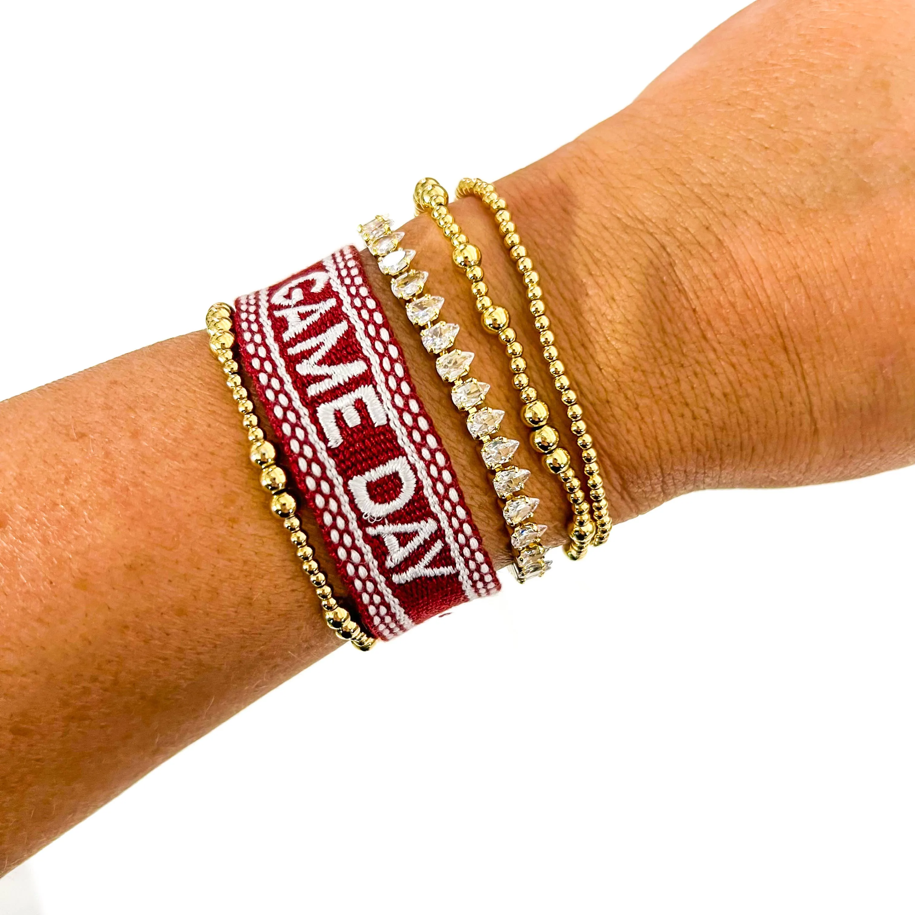 Burgundy Maroon Game Day Embroidered Bracelet
