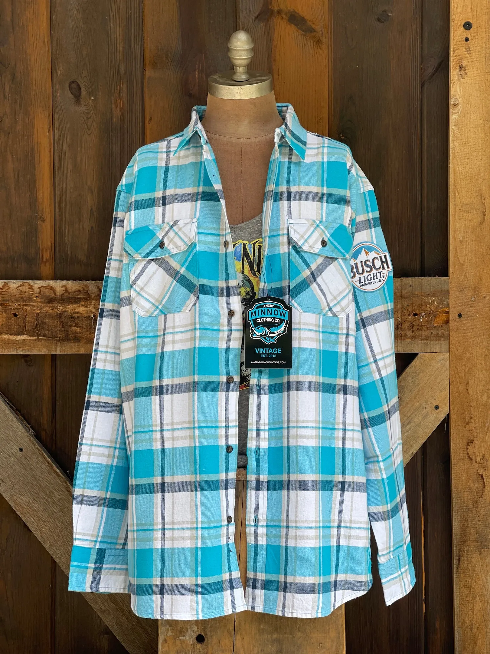 Busch Light Patch Flannel- Classic Busch Blue Plaid