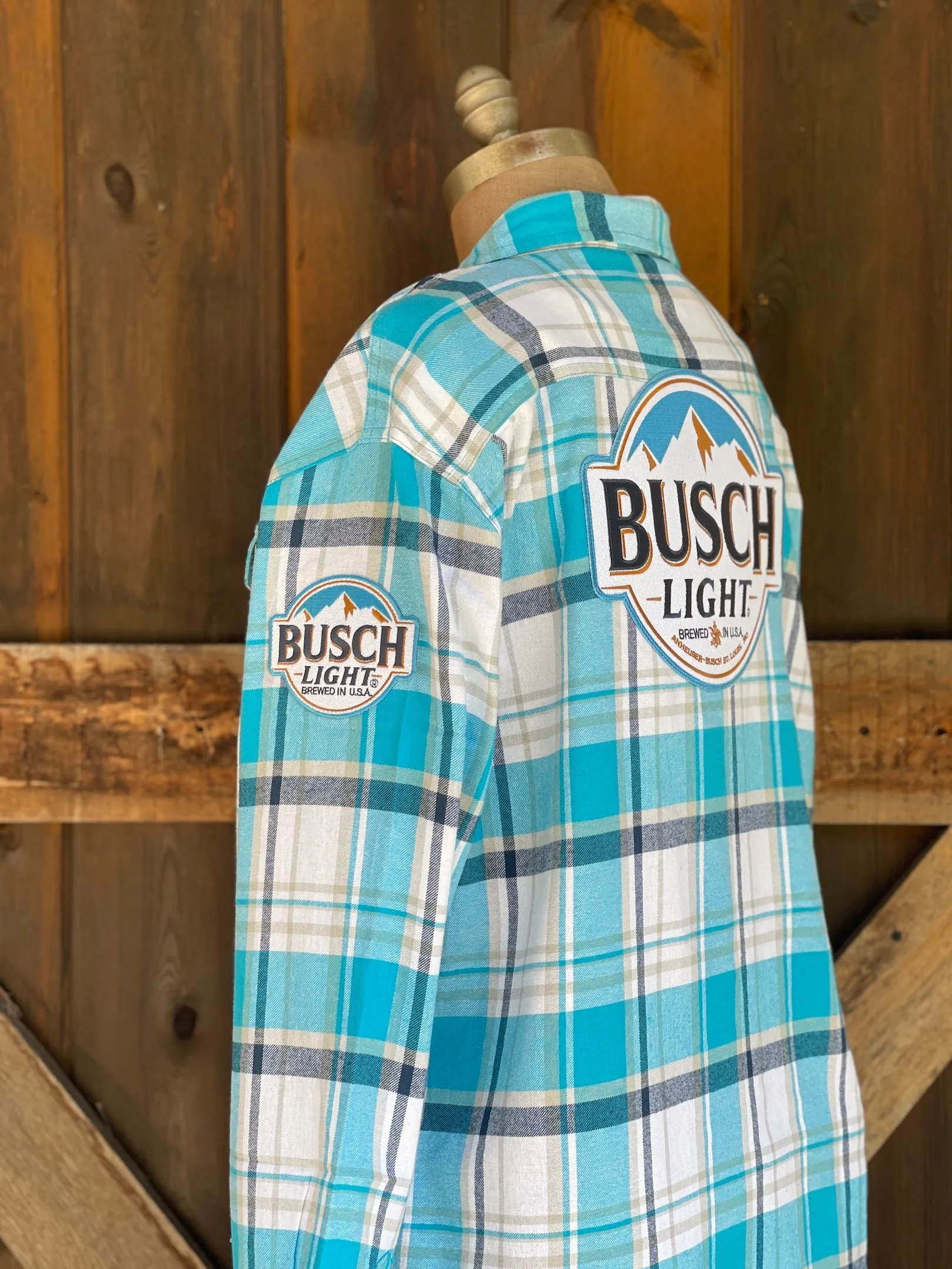 Busch Light Patch Flannel- Classic Busch Blue Plaid