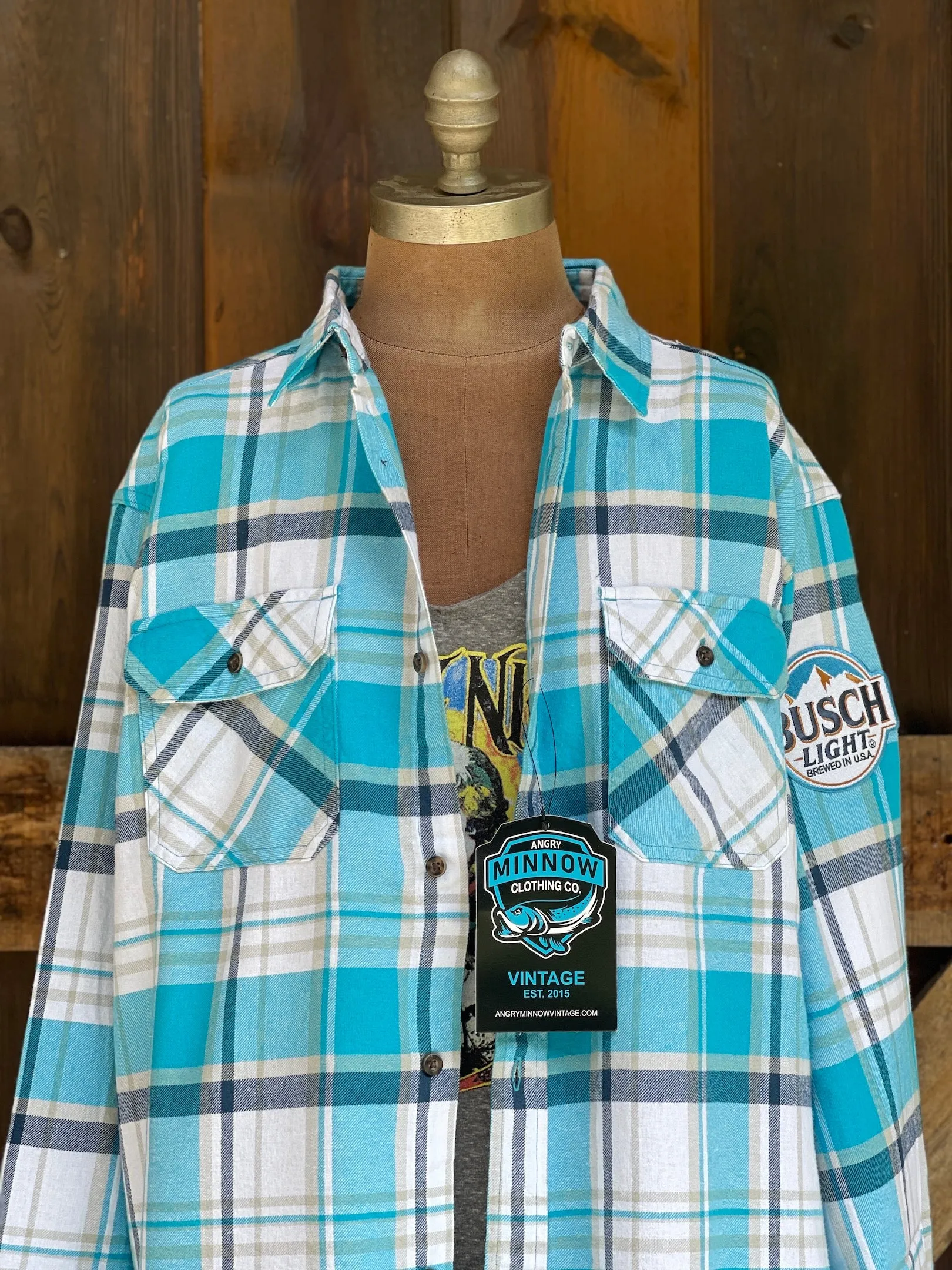 Busch Light Patch Flannel- Classic Busch Blue Plaid