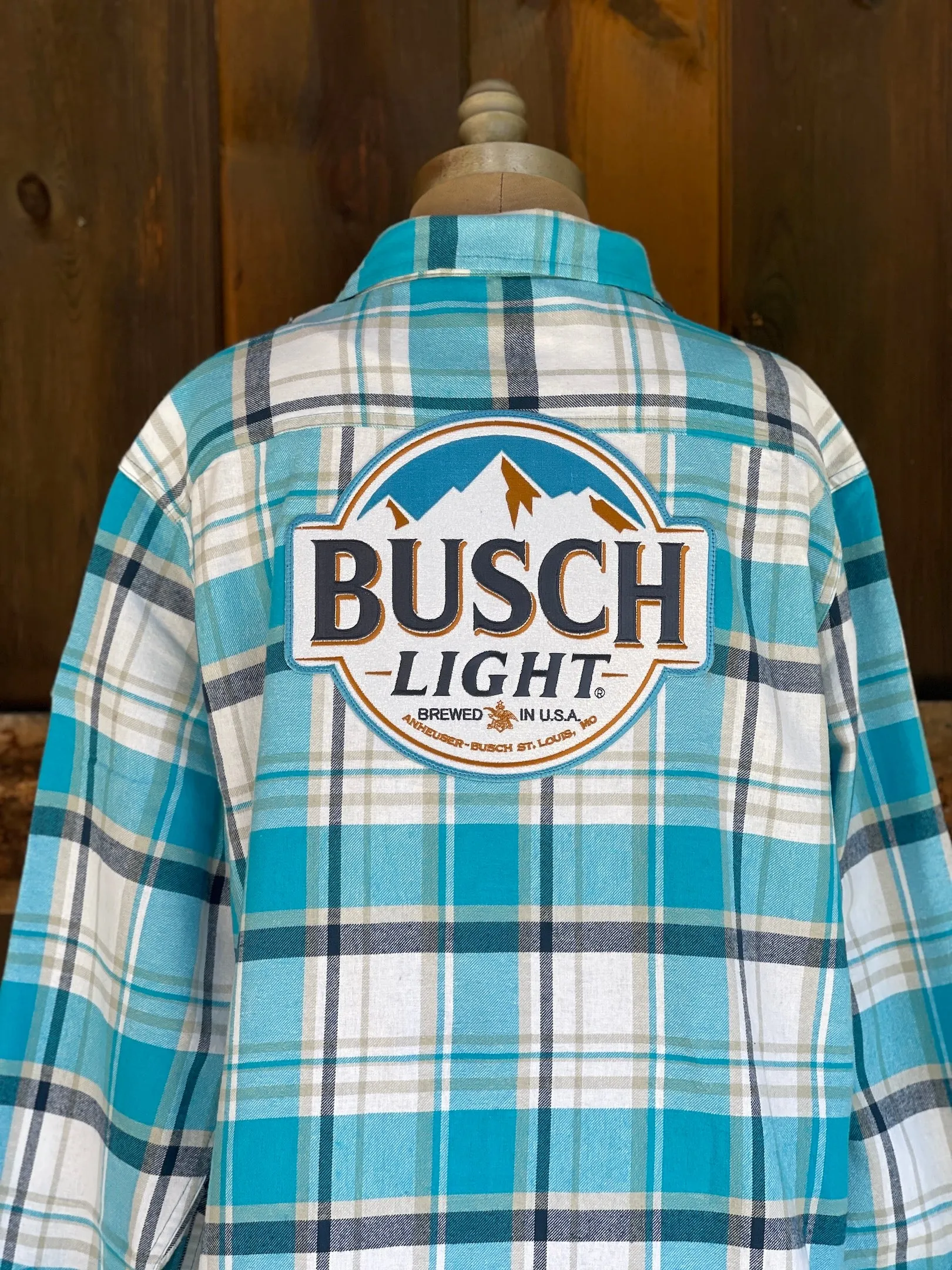 Busch Light Patch Flannel- Classic Busch Blue Plaid