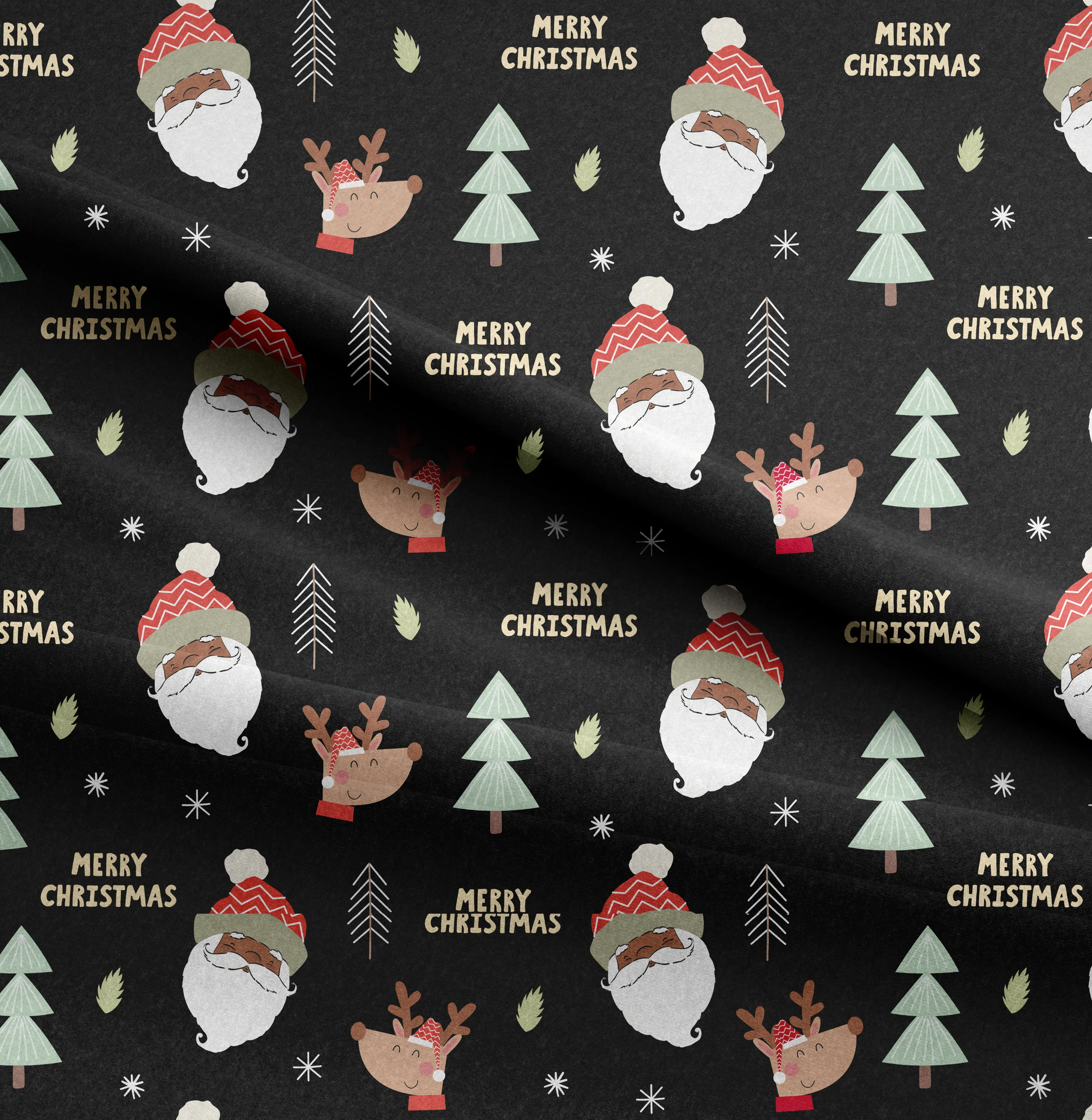 Classic Black Santa Men's Coral Fleece Pajama Pants