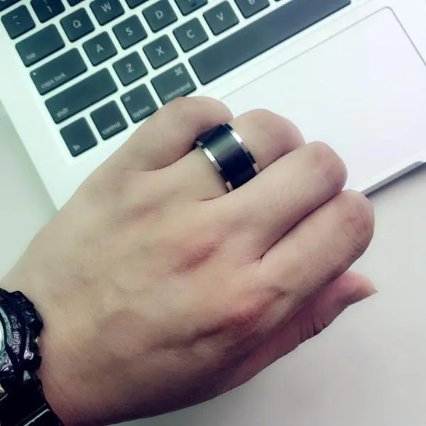 Classy Men Wide Matte Black Band Ring