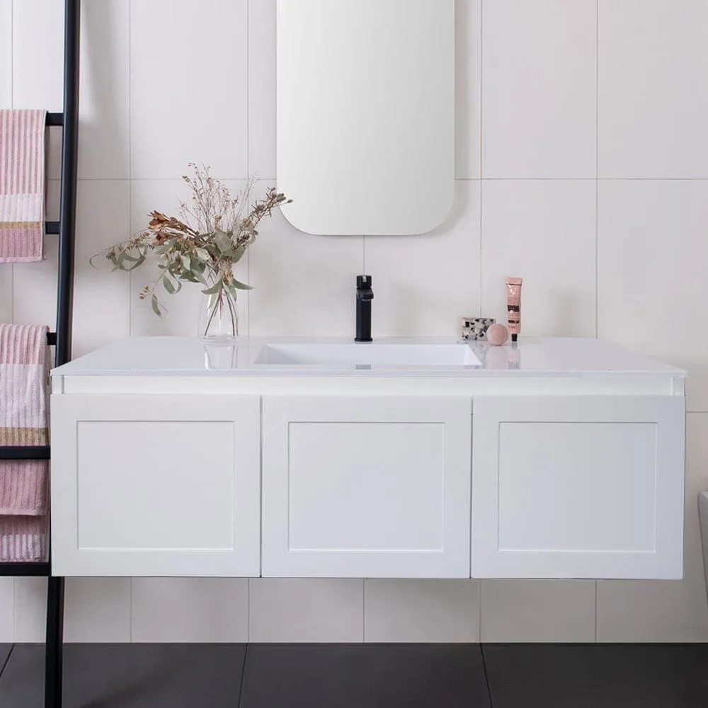CLOVER 1200mm Wall Hung Bathroom Vanity   Ceramic Top