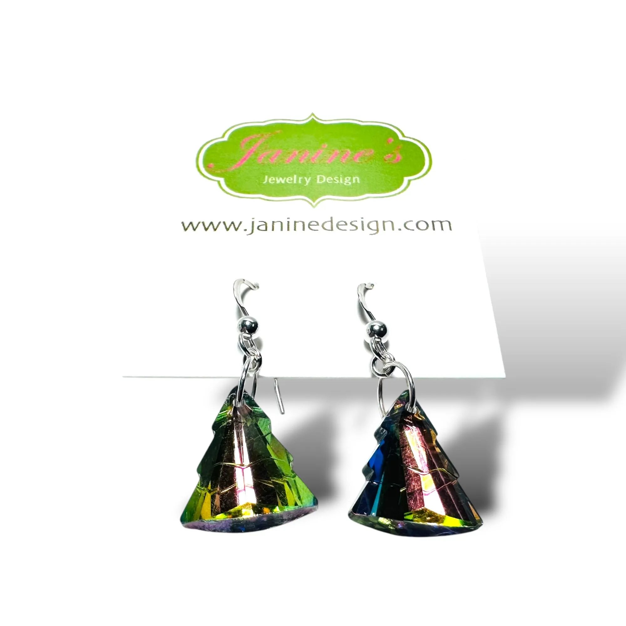 Color Changing Christmas Tree Beads/ Holiday Dangle Earrings