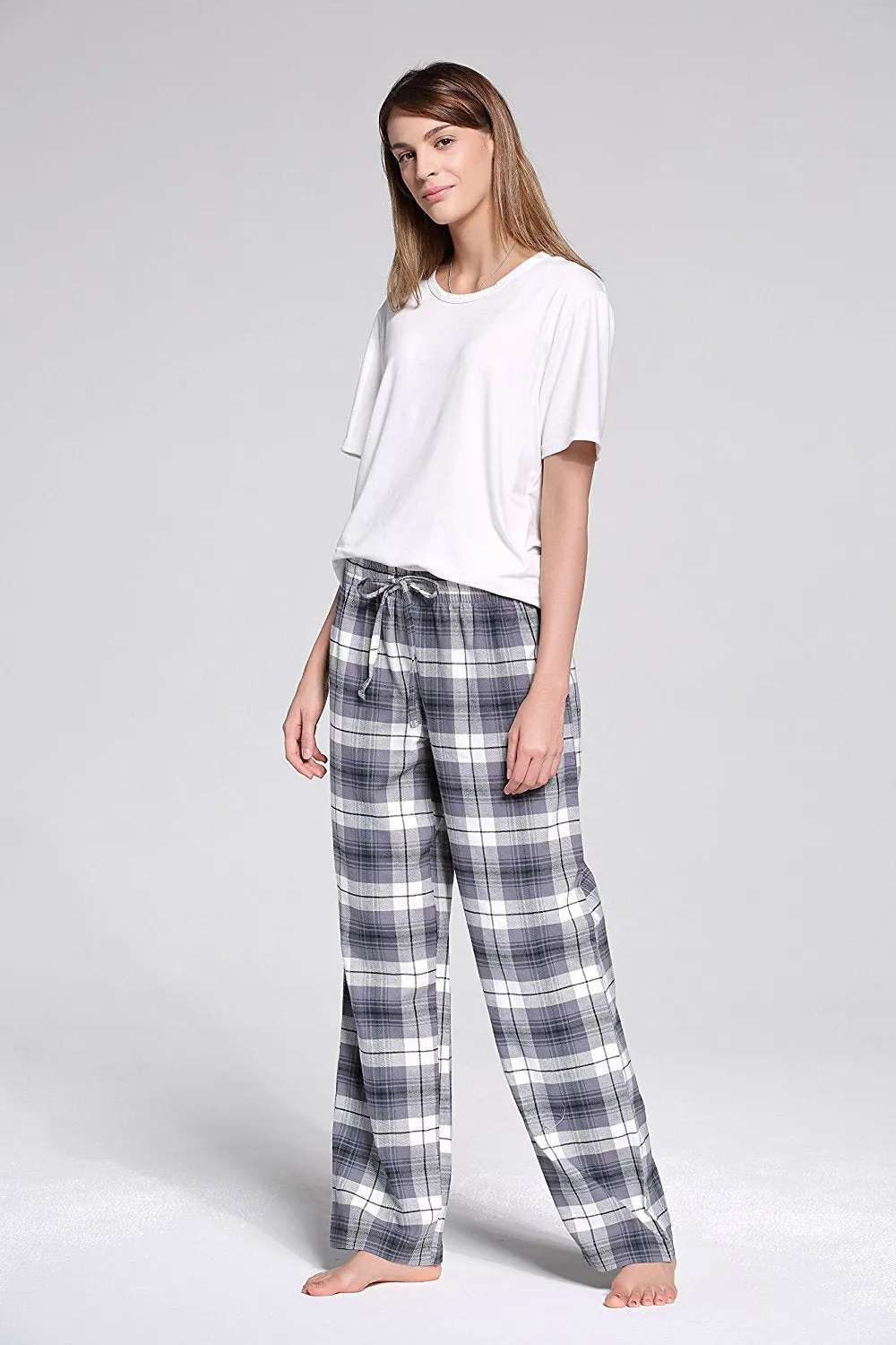 CYZ Women's 100% Cotton Super Soft Flannel Plaid Pajama/Louge Pants