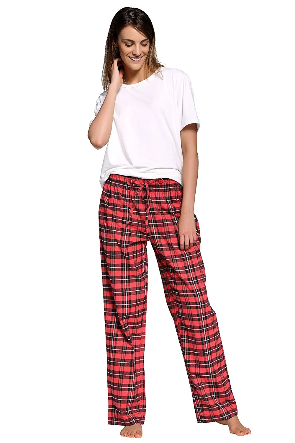 CYZ Women's 100% Cotton Super Soft Flannel Plaid Pajama/Louge Pants