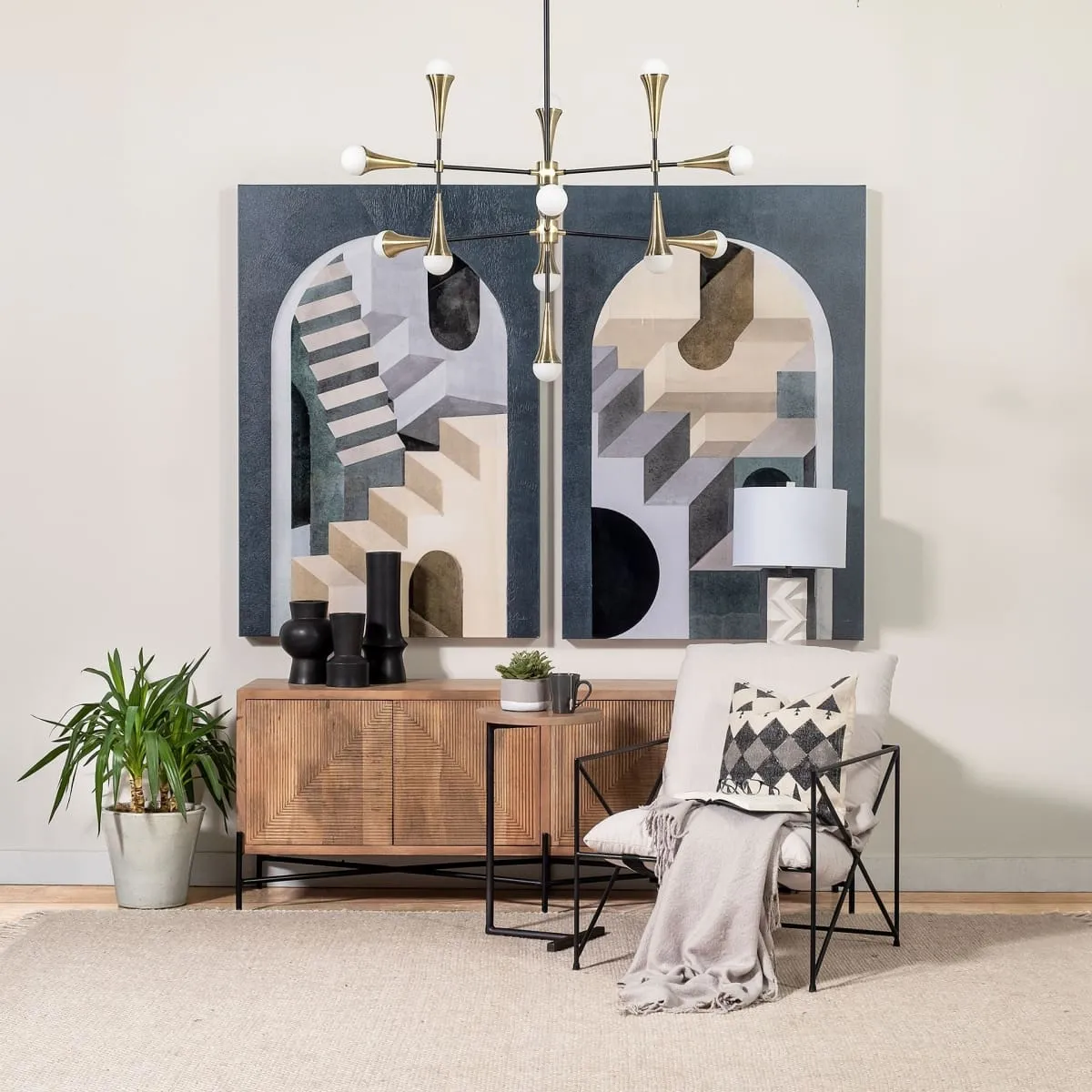 Decarlo Chandelier Black/Gold Metal