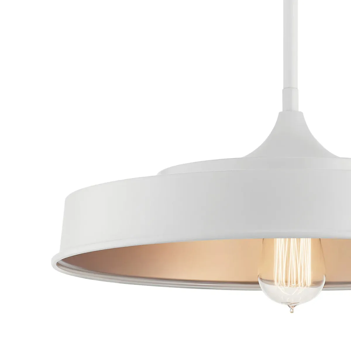 Elias 16" 1-Light Convertible Pendant Light with Metal Dome Shade, White Finish