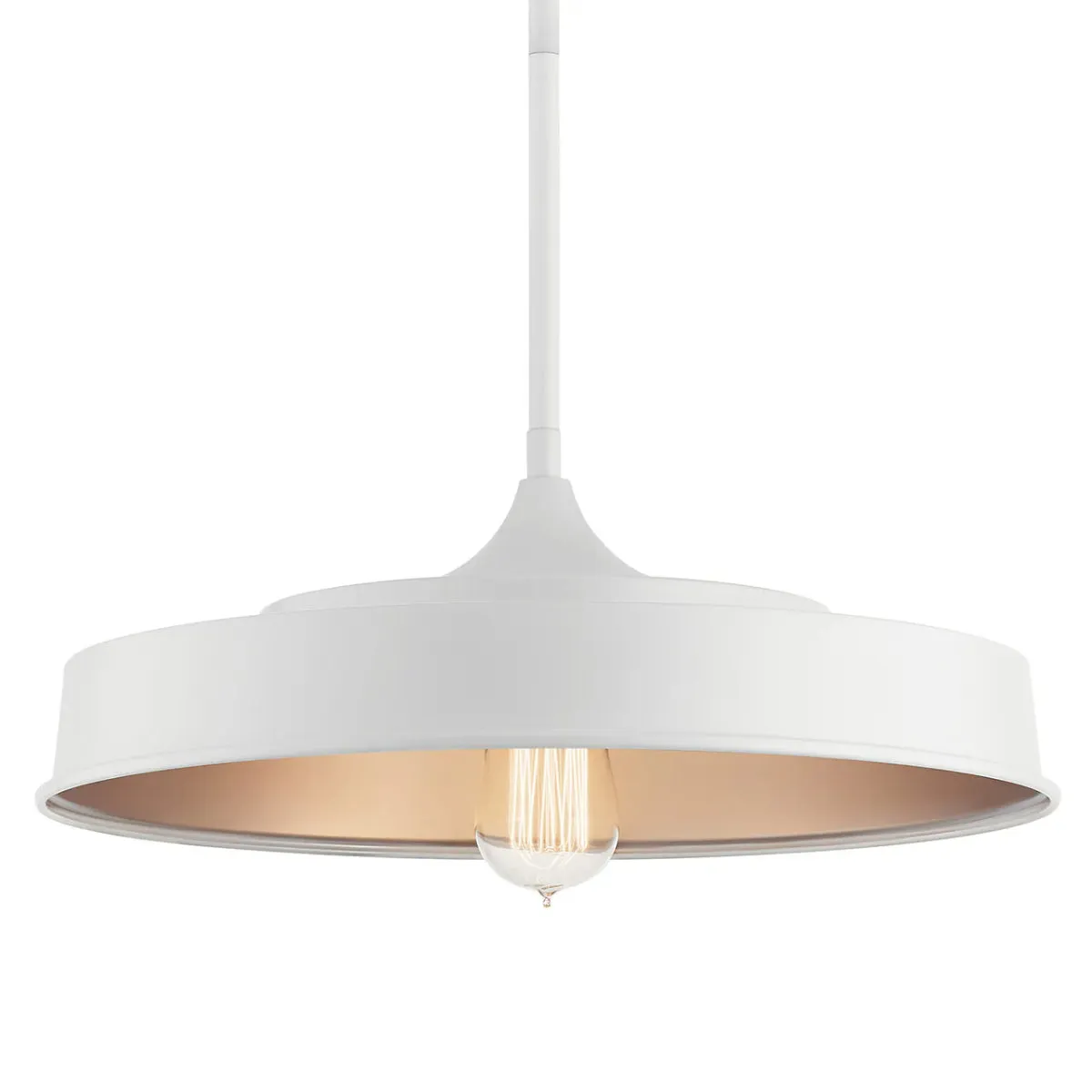 Elias 16" 1-Light Convertible Pendant Light with Metal Dome Shade, White Finish