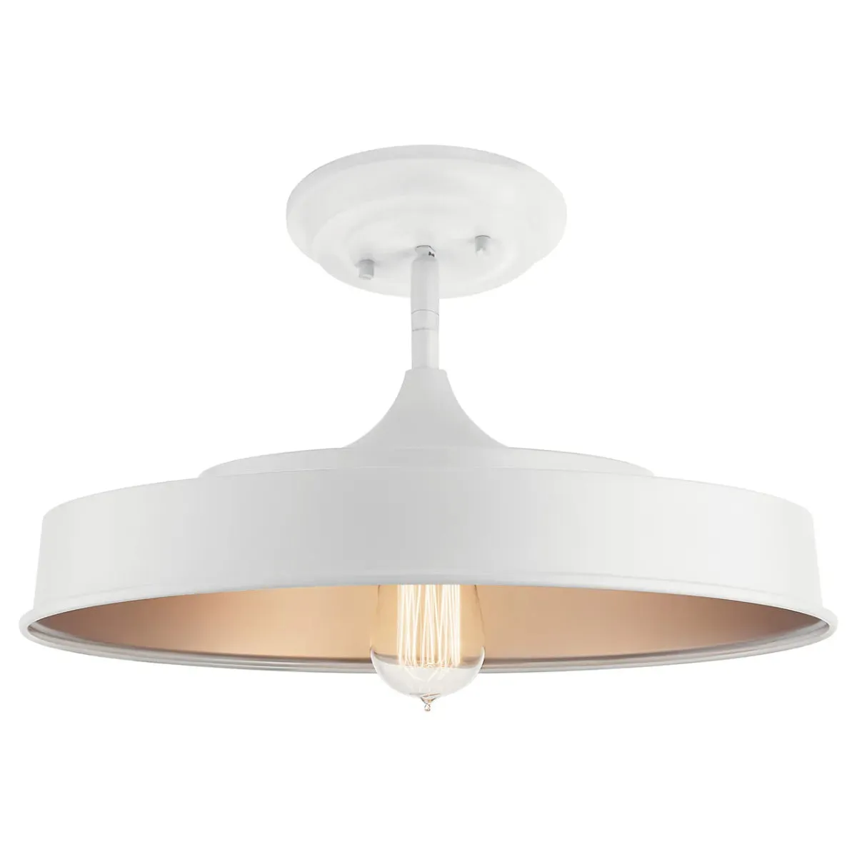 Elias 16" 1-Light Convertible Pendant Light with Metal Dome Shade, White Finish