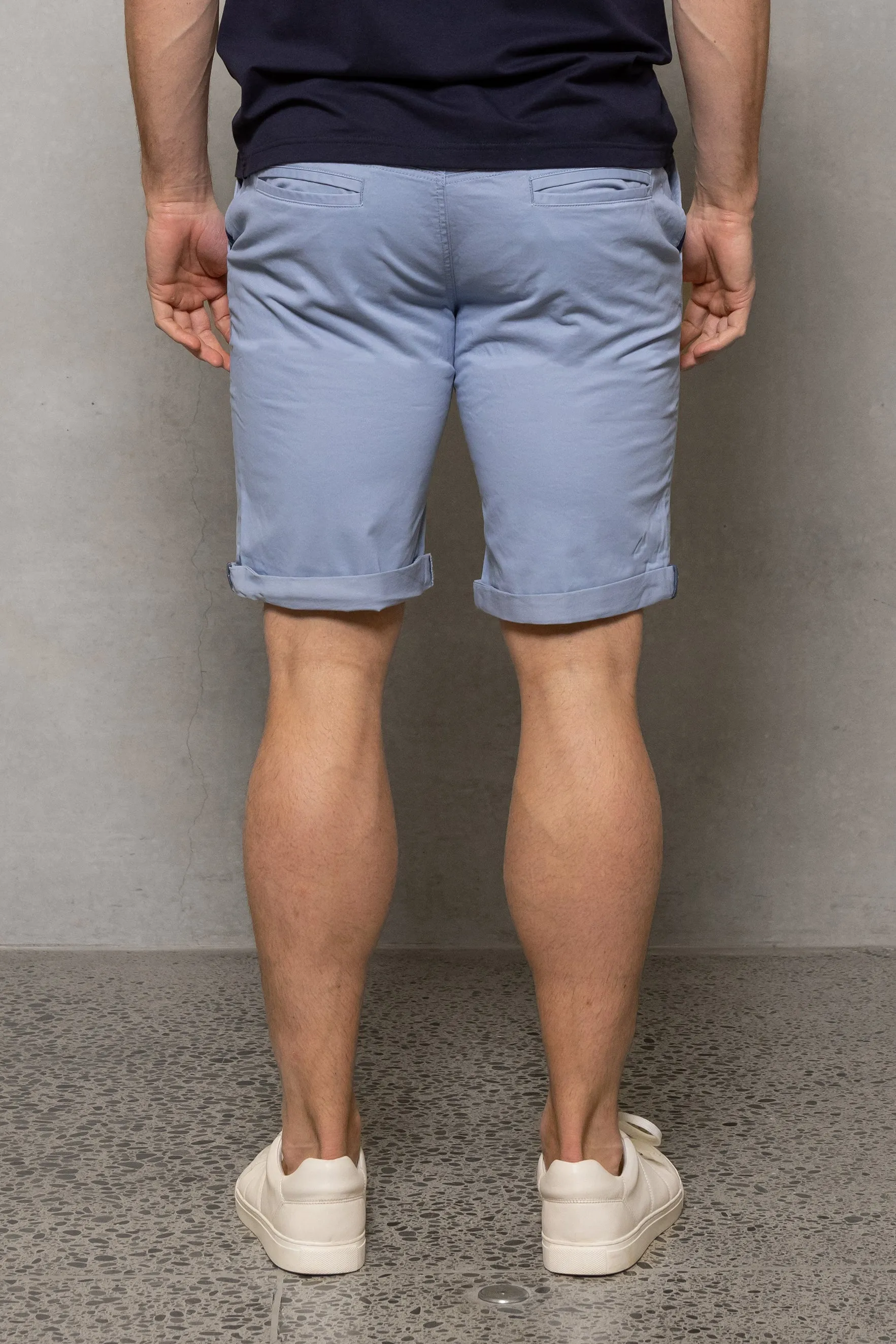 Elijah Brushed Cotton Short: Sky