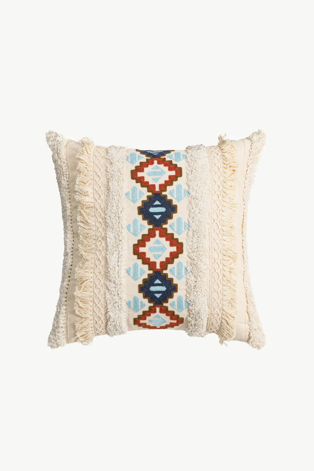 Embroidered Fringe Throw Pillow Case | 2 Styles |