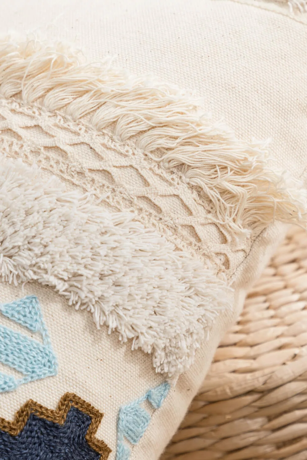 Embroidered Fringe Throw Pillow Case | 2 Styles |