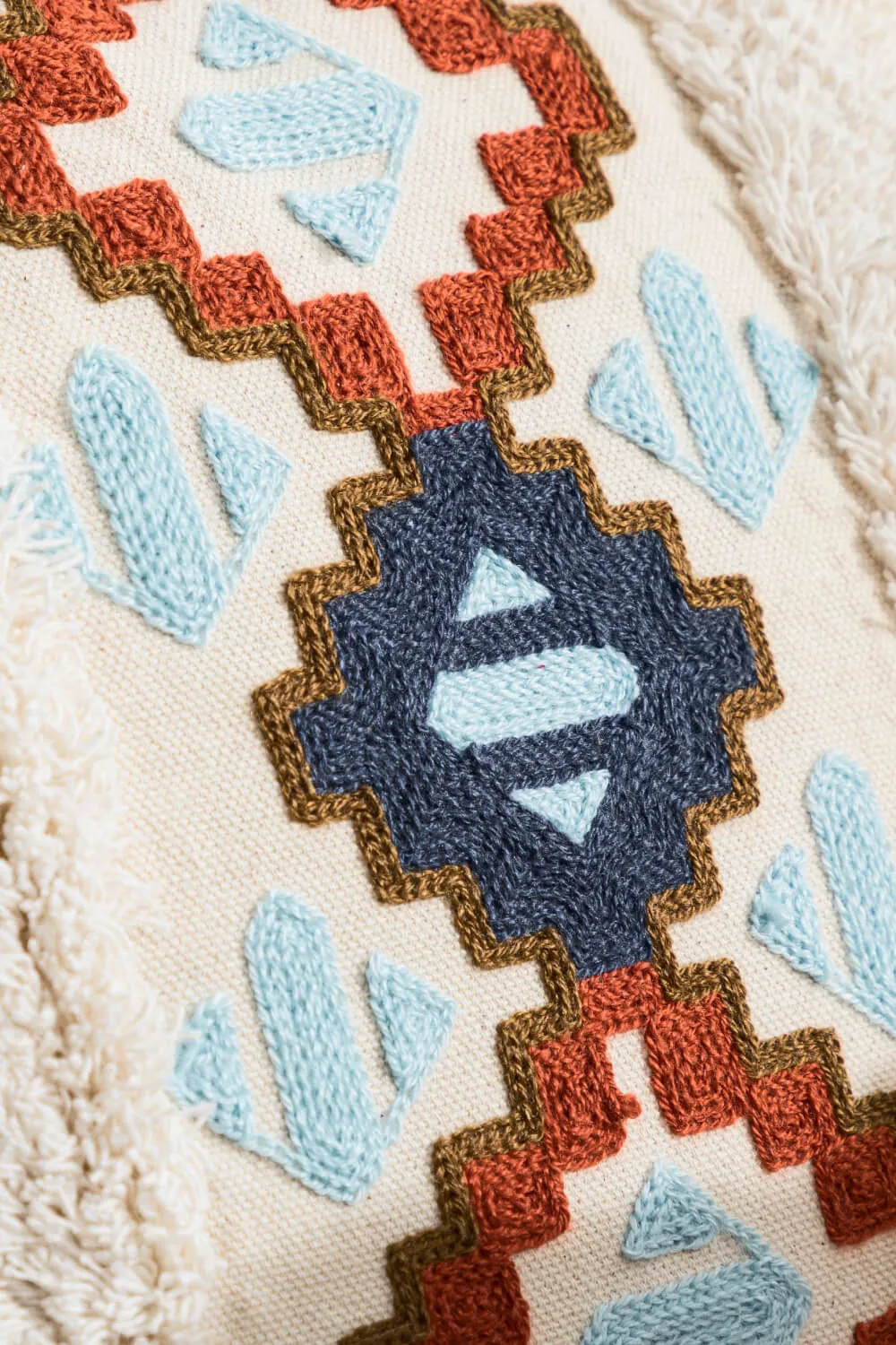 Embroidered Fringe Throw Pillow Case | 2 Styles |