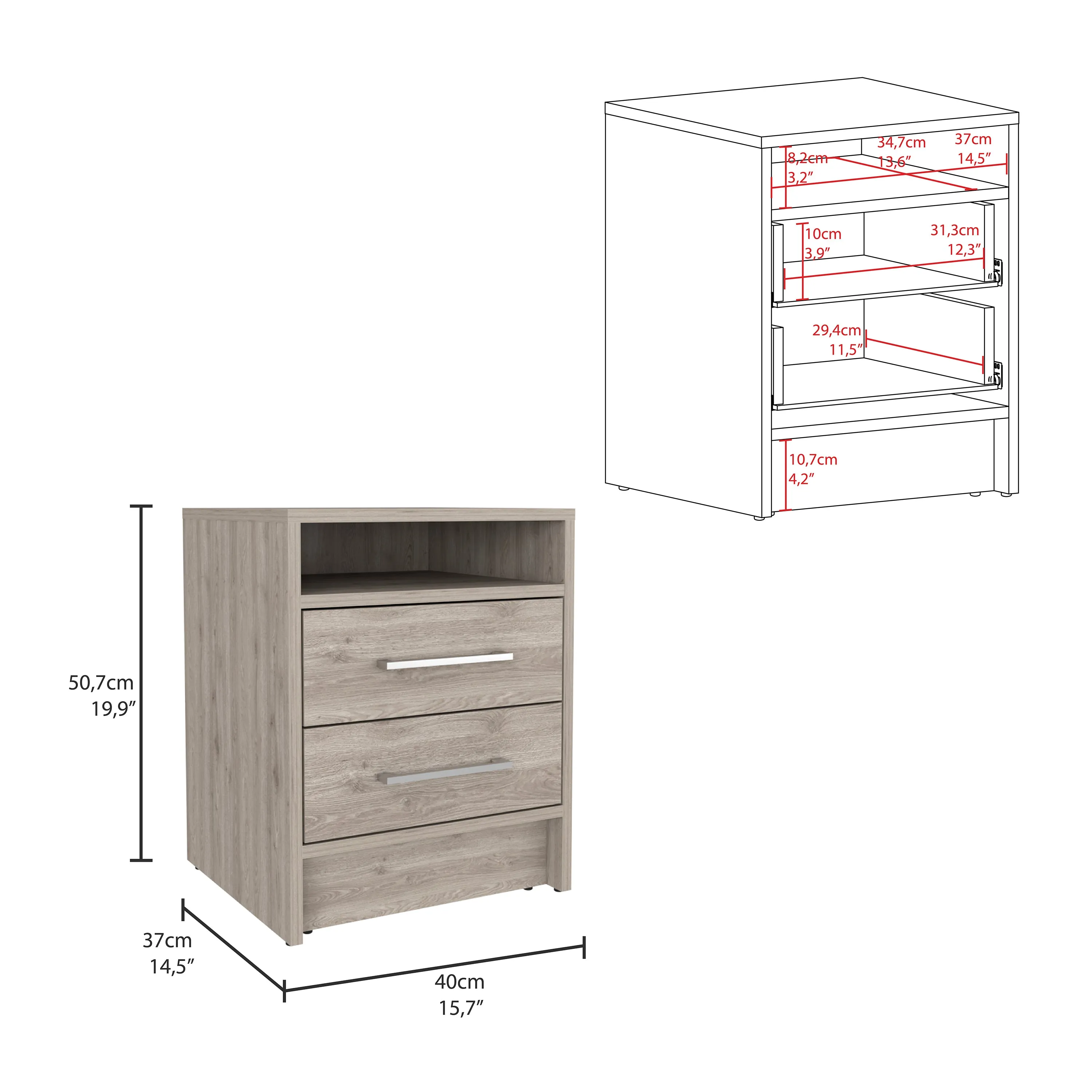 Eter Nightstand -Light Gray