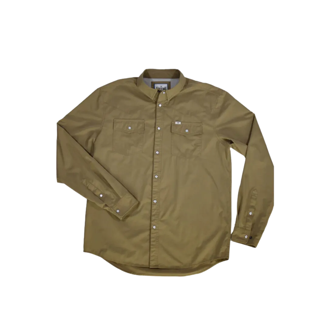 Ferrell Men's Core Long Sleeve Snap Khaki Shirt