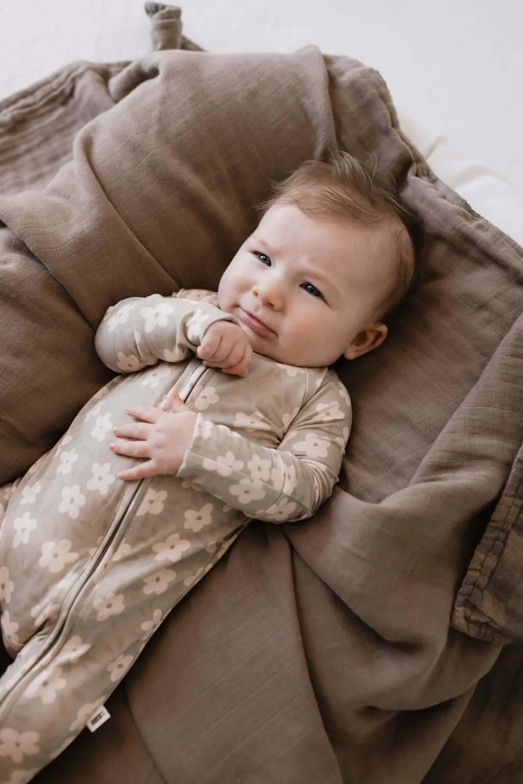 French Gray Floral | Bamboo Zip Pajamas