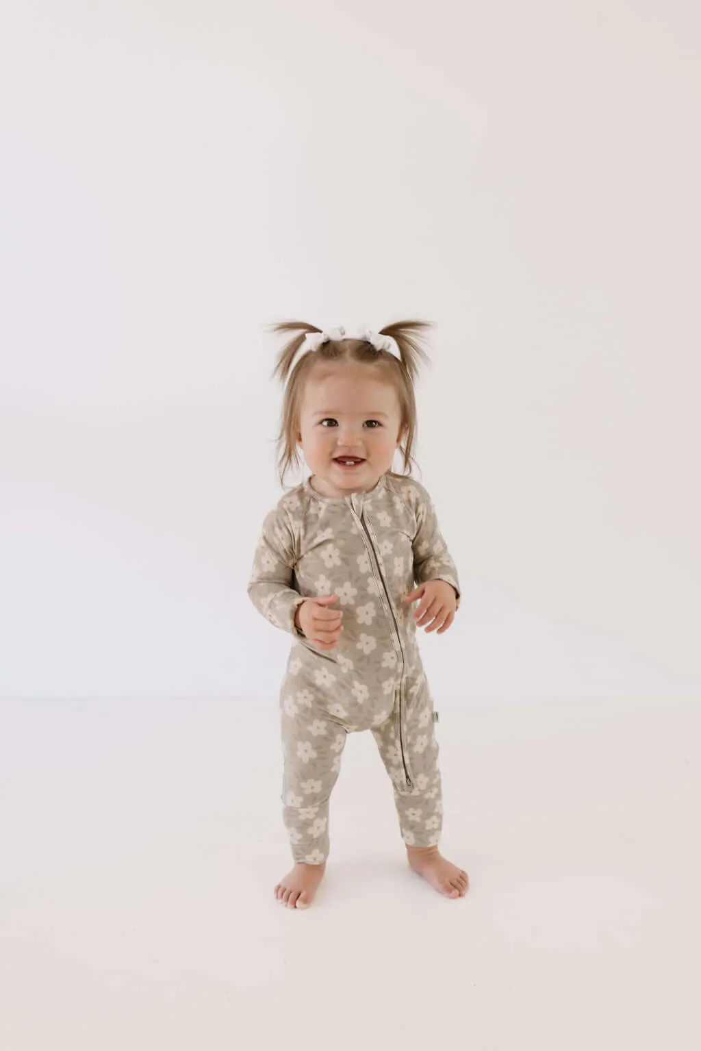 French Gray Floral | Bamboo Zip Pajamas