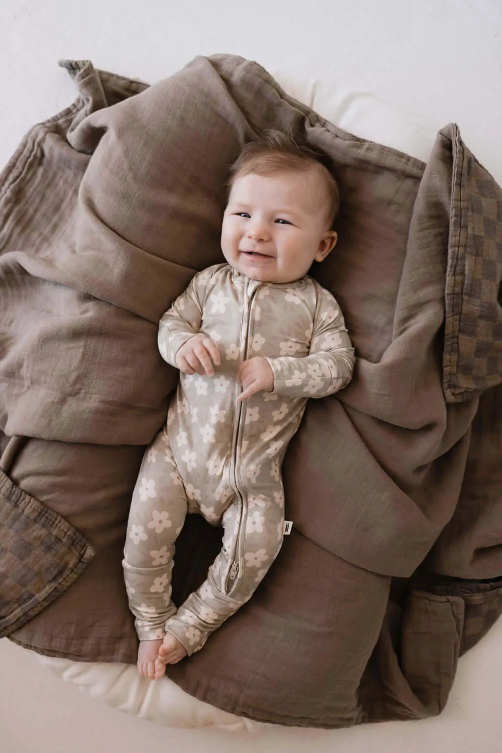 French Gray Floral | Bamboo Zip Pajamas