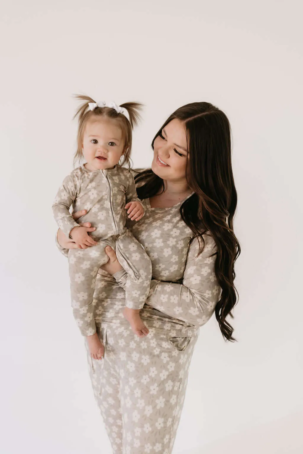 French Gray Floral | Bamboo Zip Pajamas