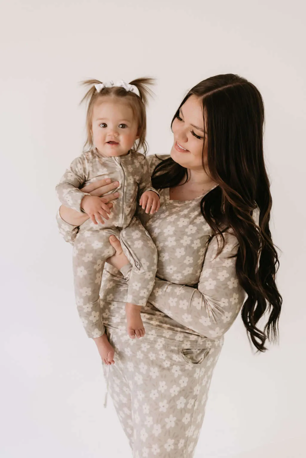 French Gray Floral | Bamboo Zip Pajamas