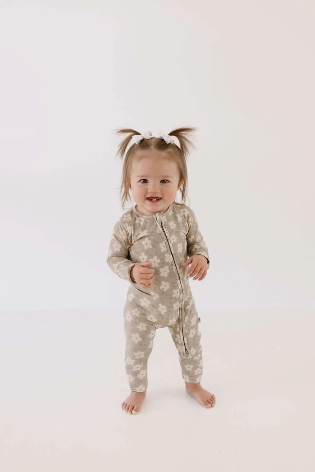 French Gray Floral | Bamboo Zip Pajamas