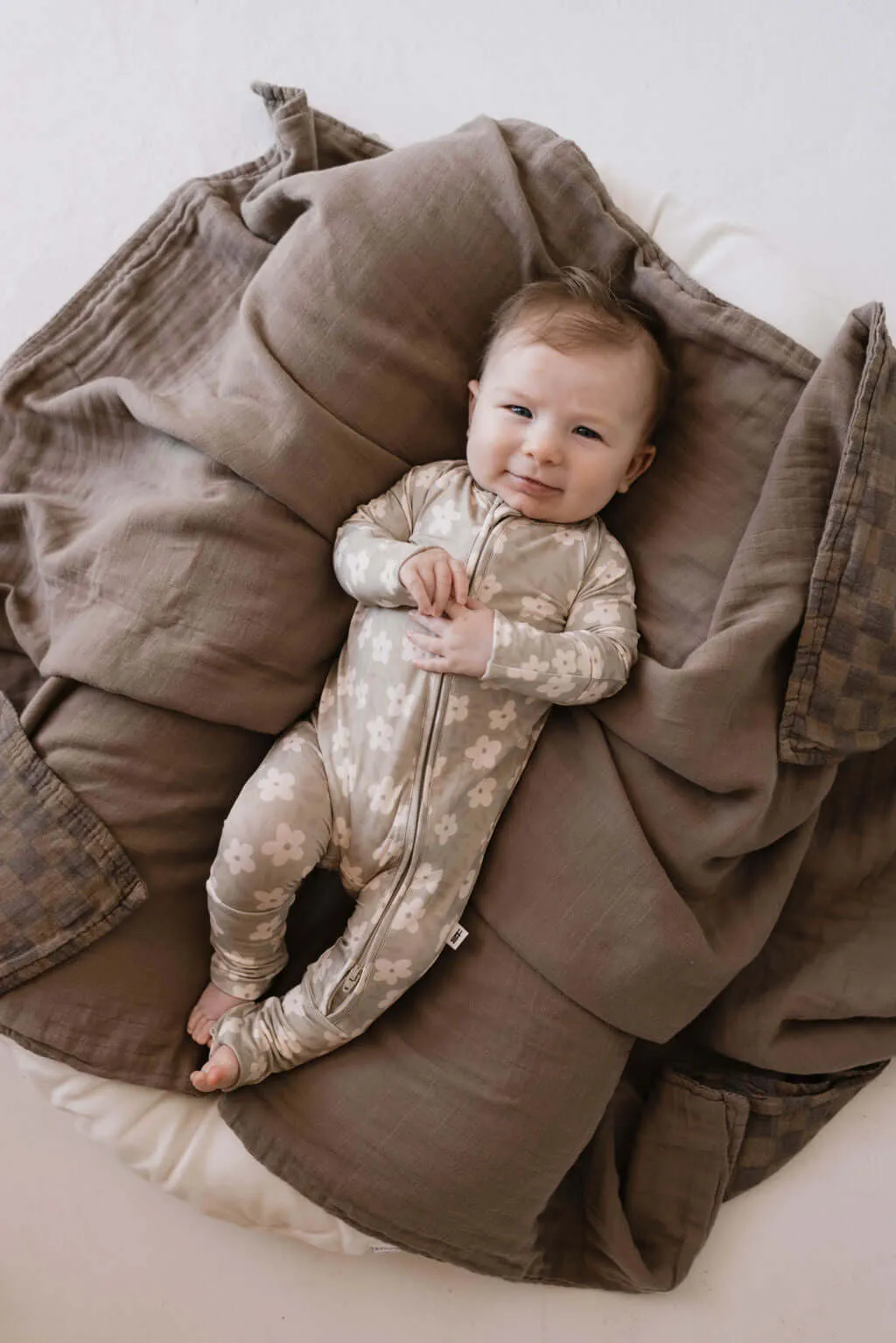 French Gray Floral | Bamboo Zip Pajamas