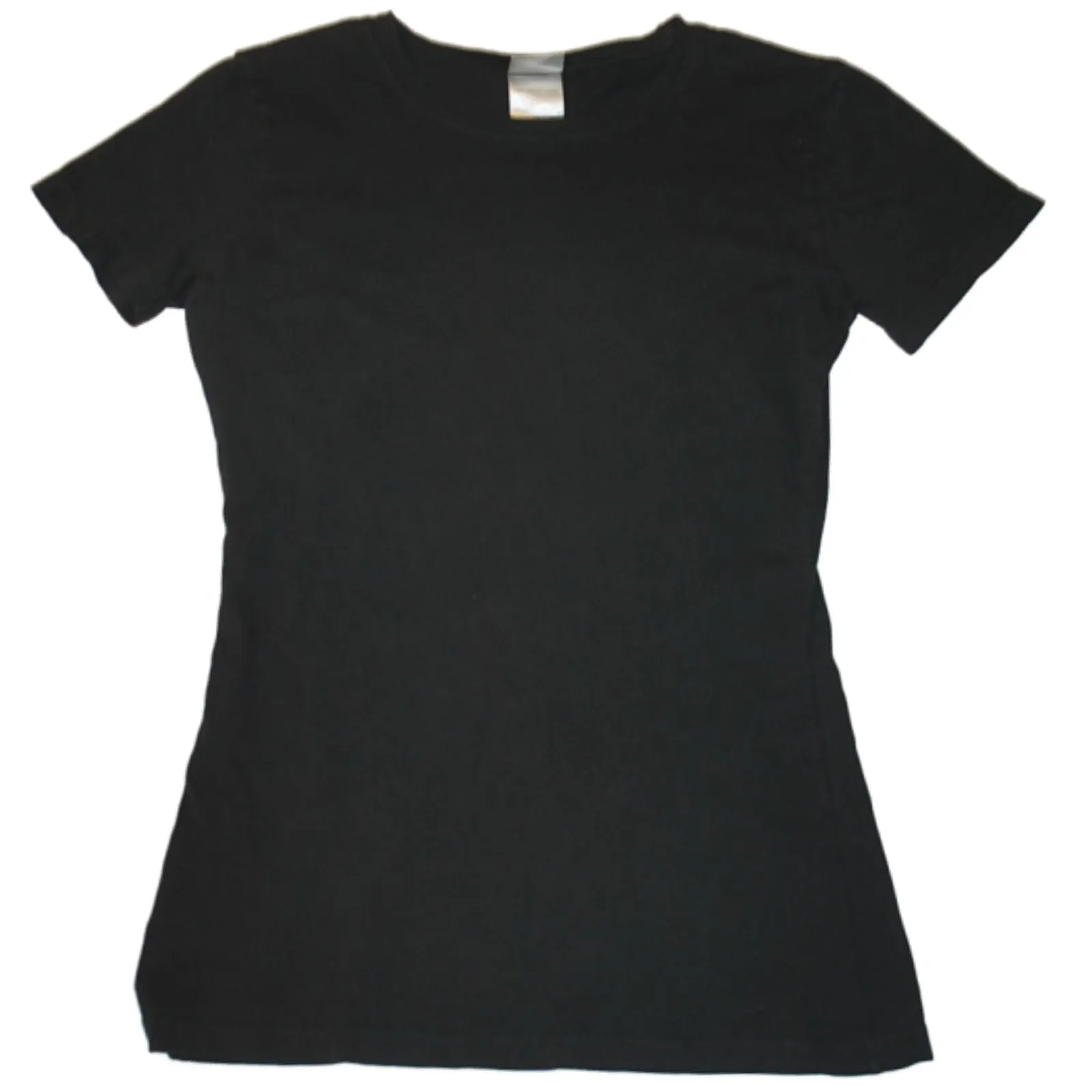 Genuine Women Solid Black Short Sleeve Fitted Cotton T-Shirt (L)