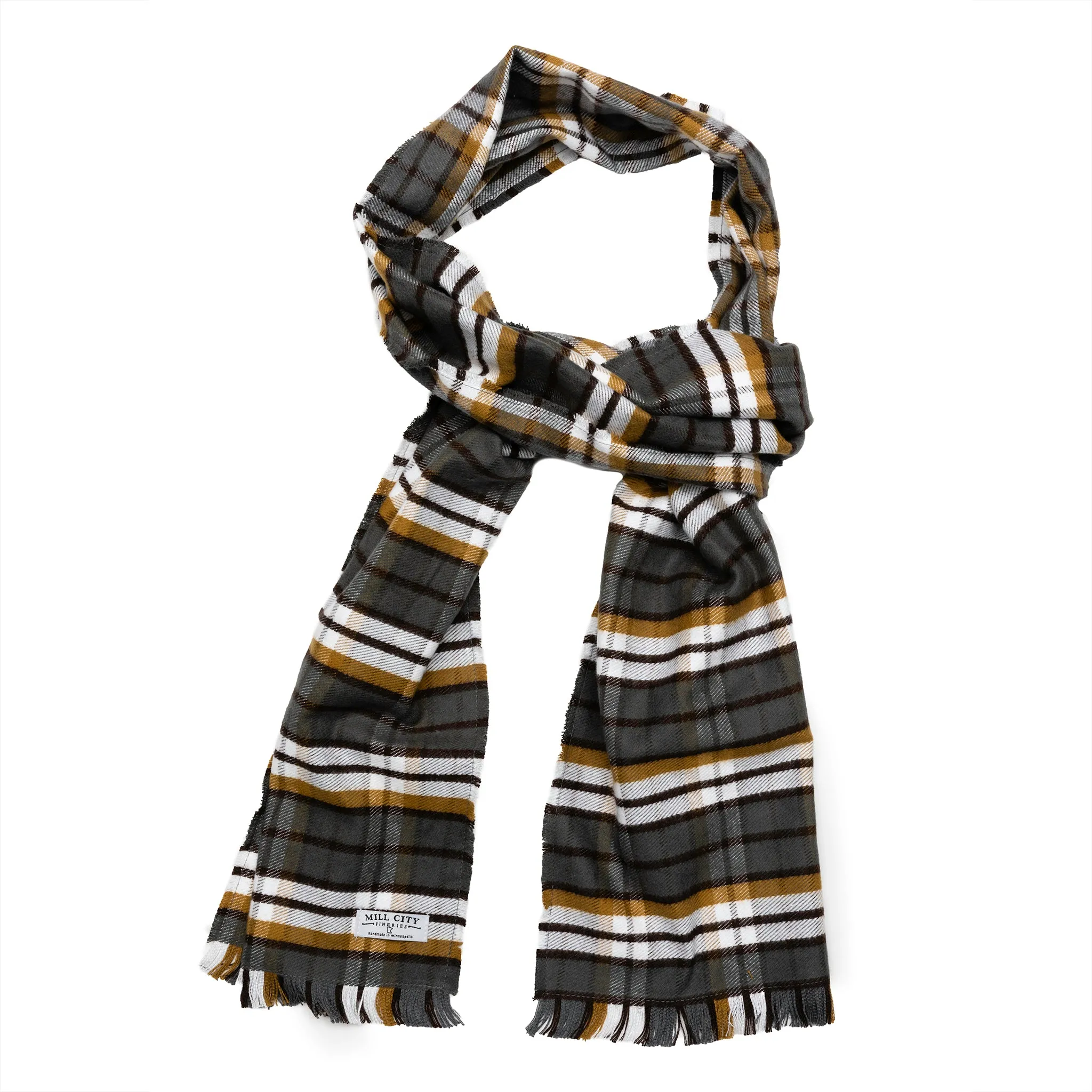 Gray & Tan Plaid Flannel Scarf