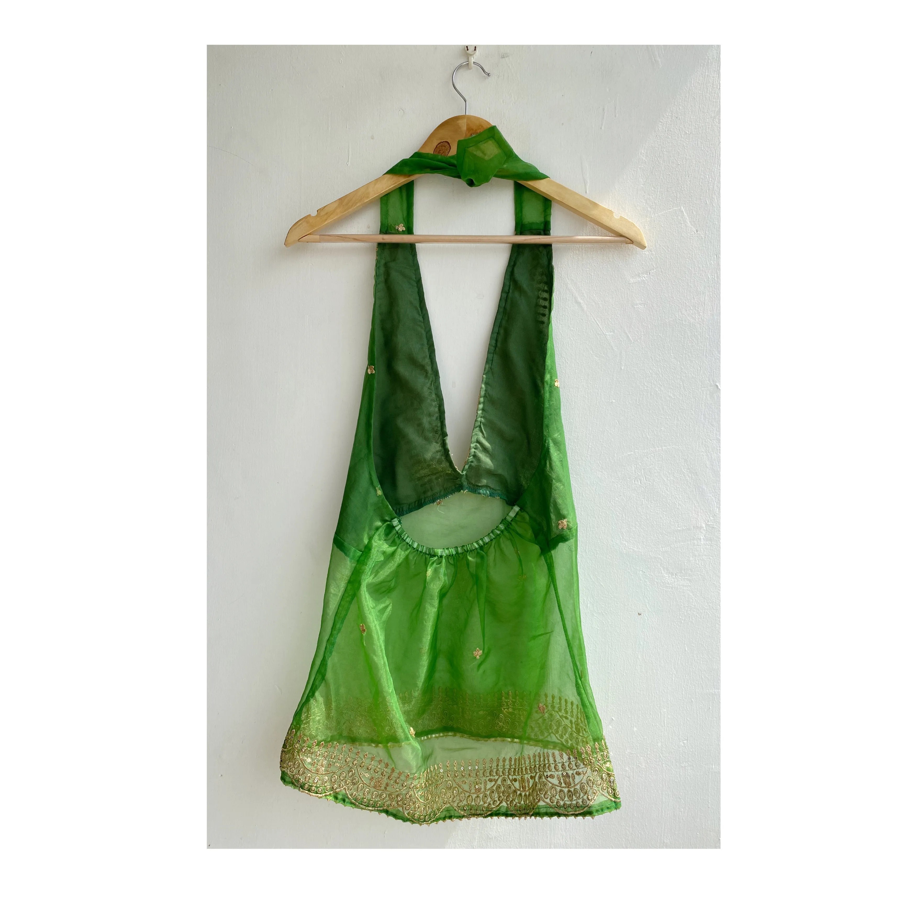 Green with golden embroidery
