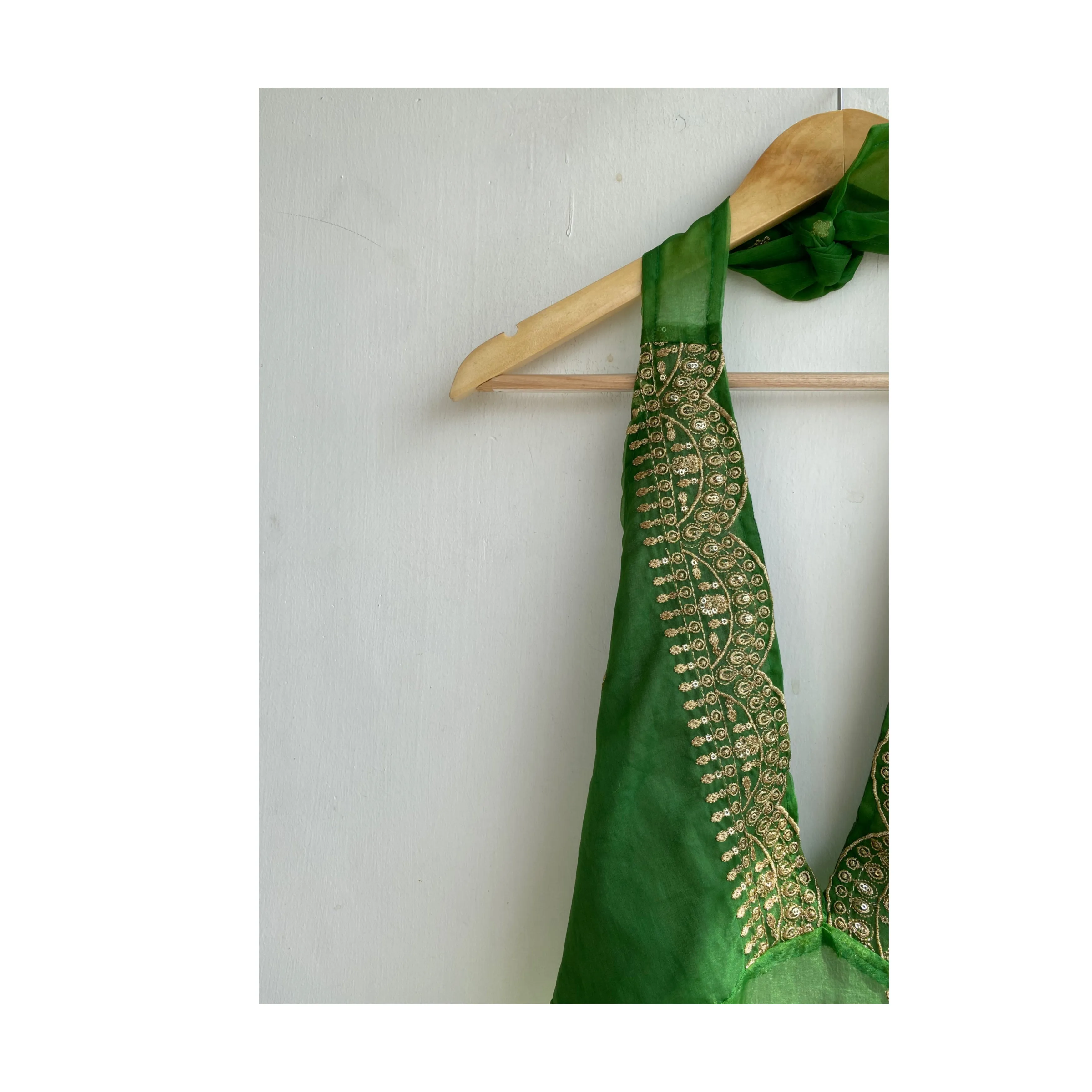 Green with golden embroidery