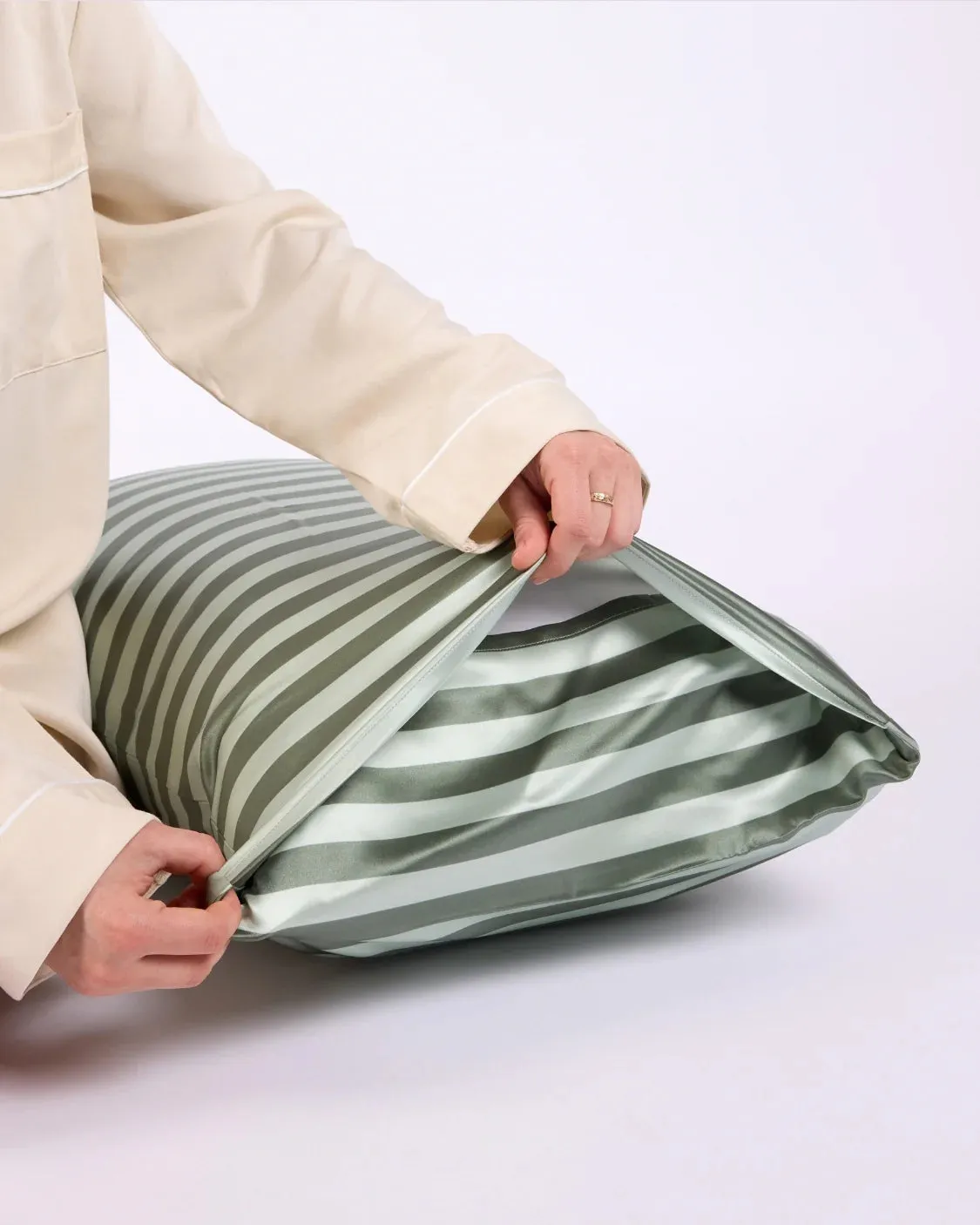 Hommey Silk Pillowcase - Wasabi Stripes