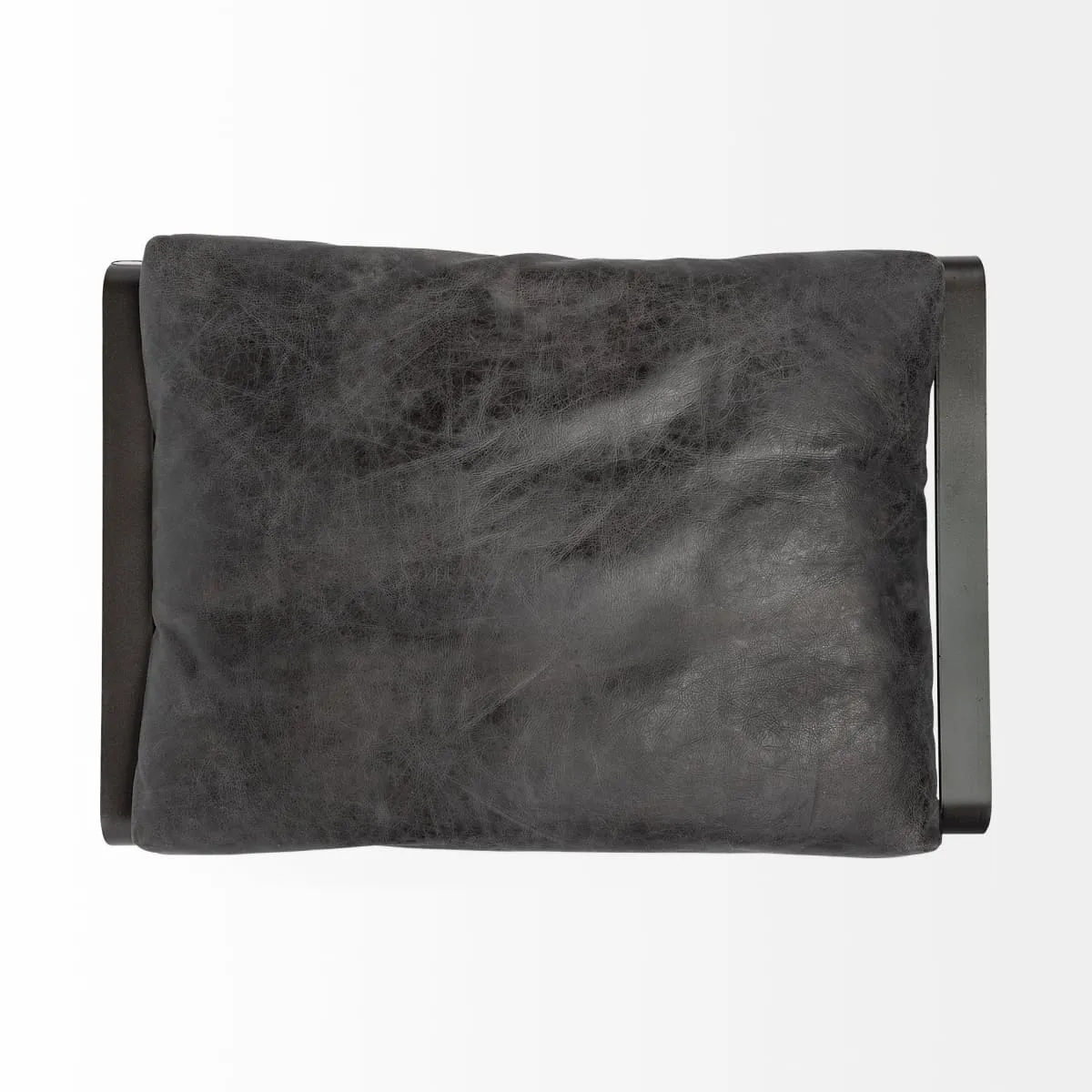 Hornet Ottoman Black Leather | Black Metal
