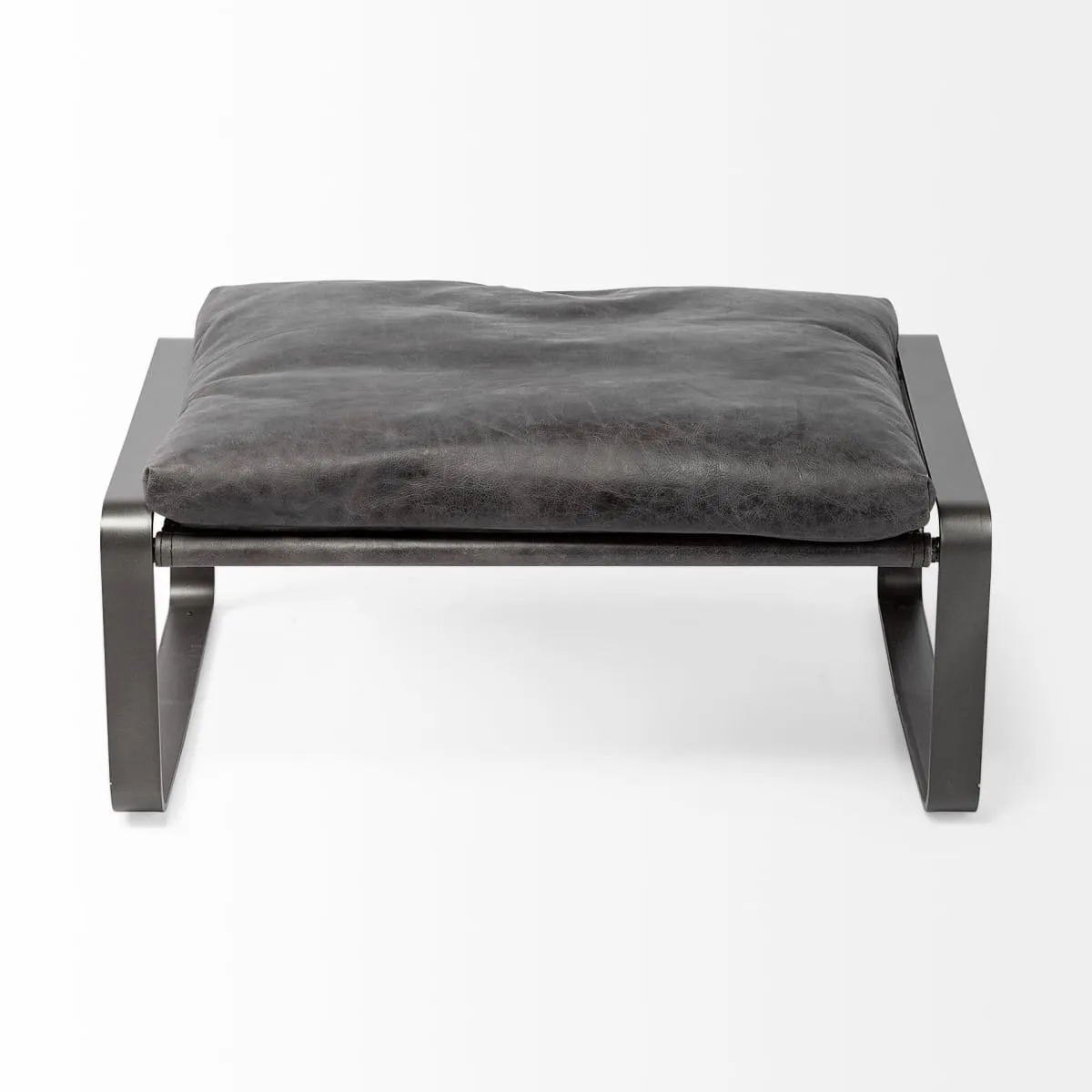 Hornet Ottoman Black Leather | Black Metal