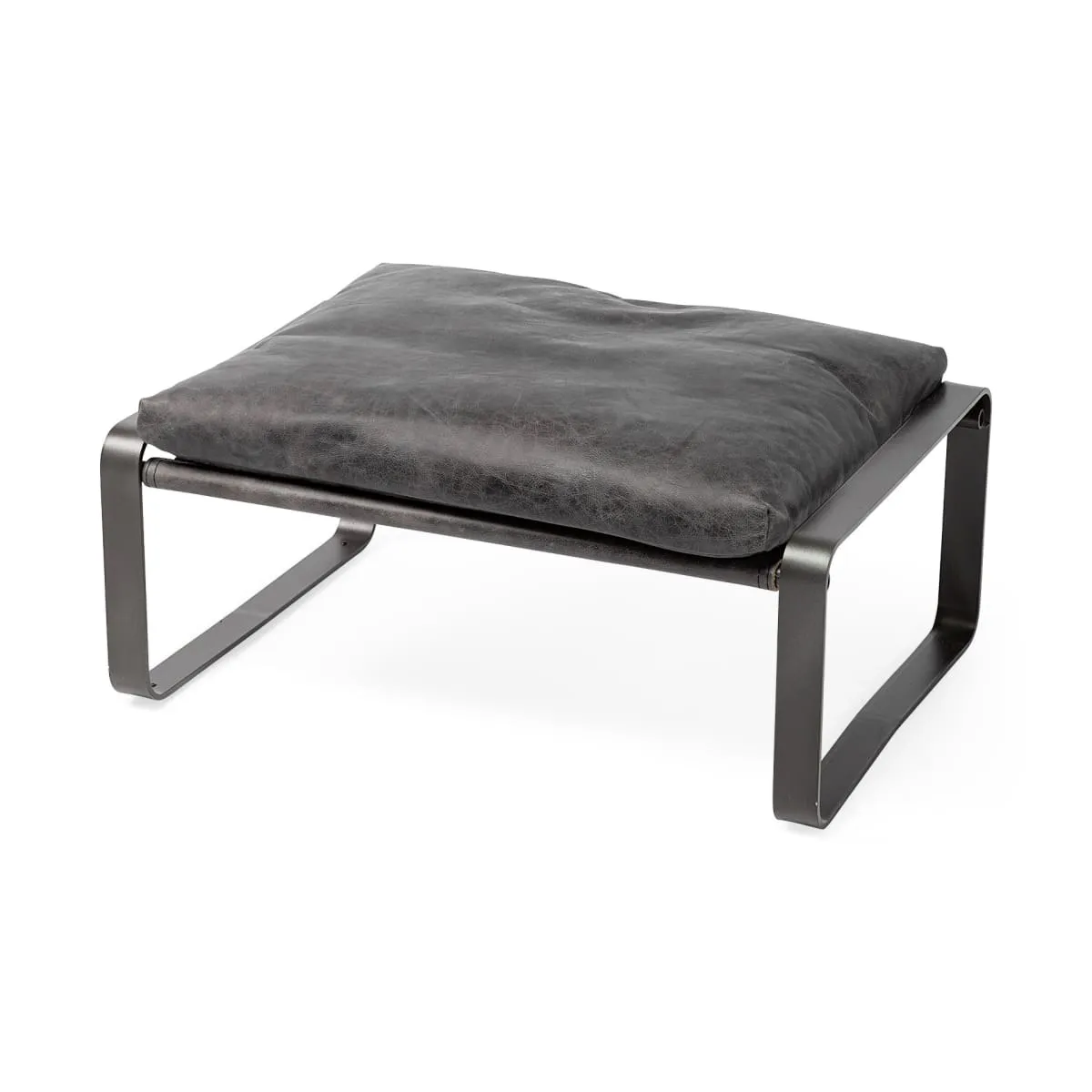 Hornet Ottoman Black Leather | Black Metal