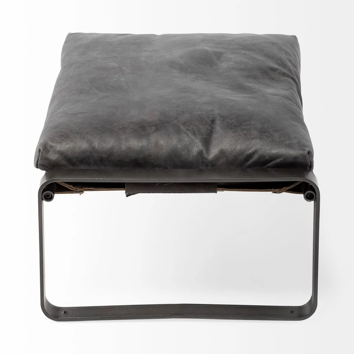 Hornet Ottoman Black Leather | Black Metal